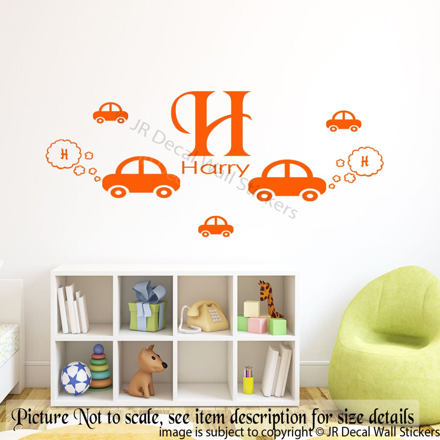 Car Wall decals Personalized Name Initial Removable Vinyl Sticker Boy's Room Decaor Art - image 4