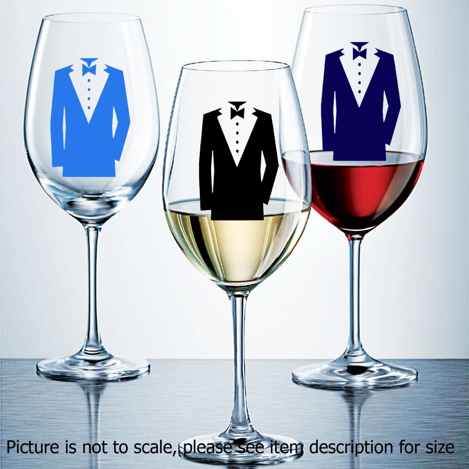 Tuxedo Champagne Wine Glass Stickers Gift Decals