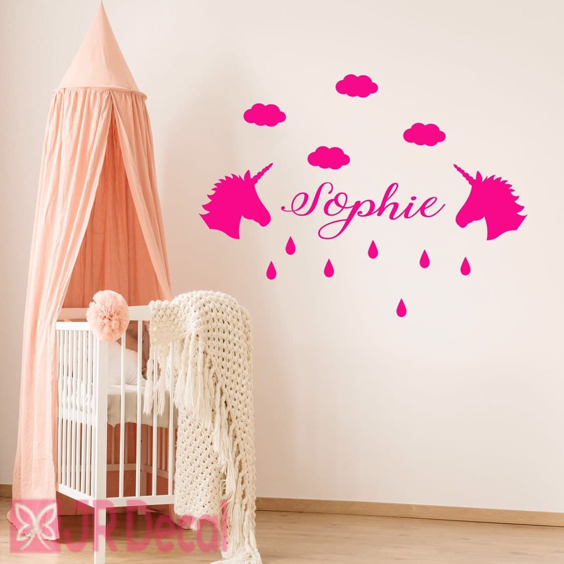 Unicorn wall decal with personalised Name Removable Vinyl wall Sticker Girls Room Decor Art - image 3