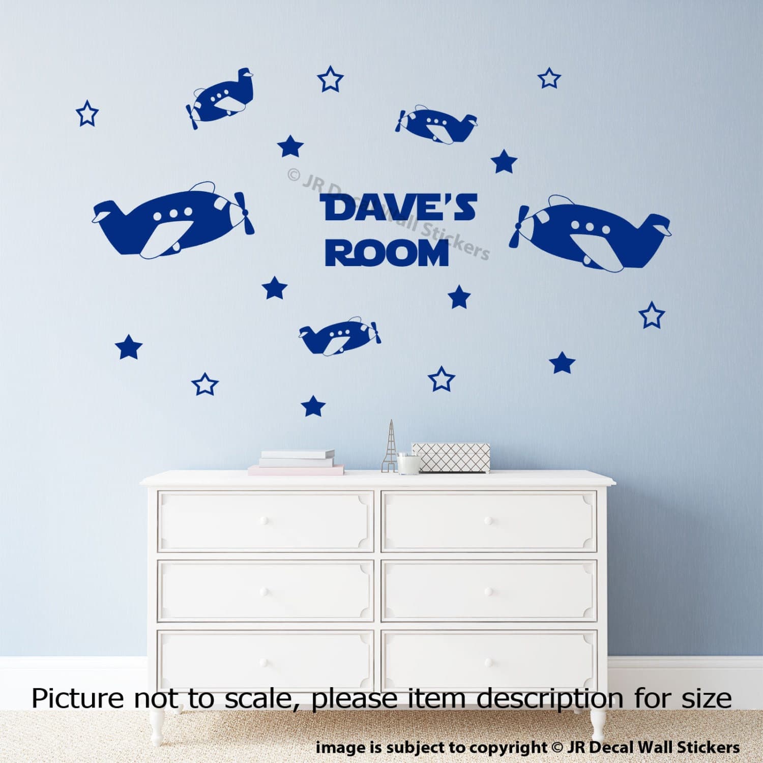 Personalized Airplane Wall Decal – Nursery Room Decor
