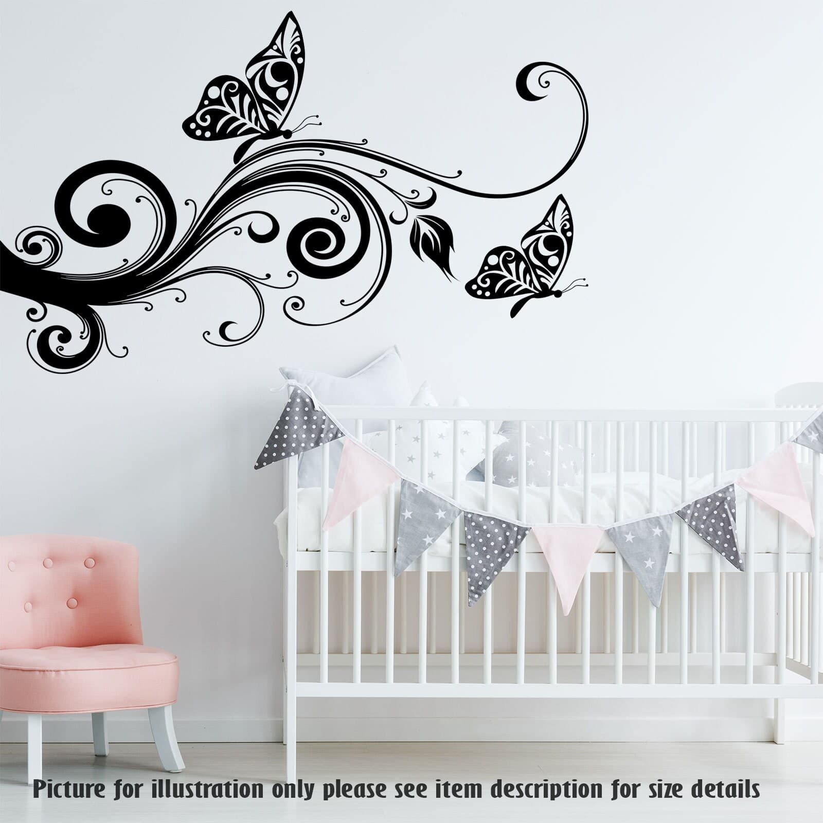 Butterfly Tree Wall Decal, Nursery Vinyl Wall Art Stickers - image 3