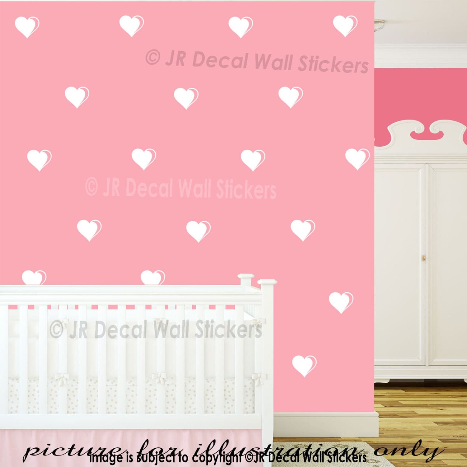 Heart Wall Decals (Set of 10) - 10cm Bedroom Decor