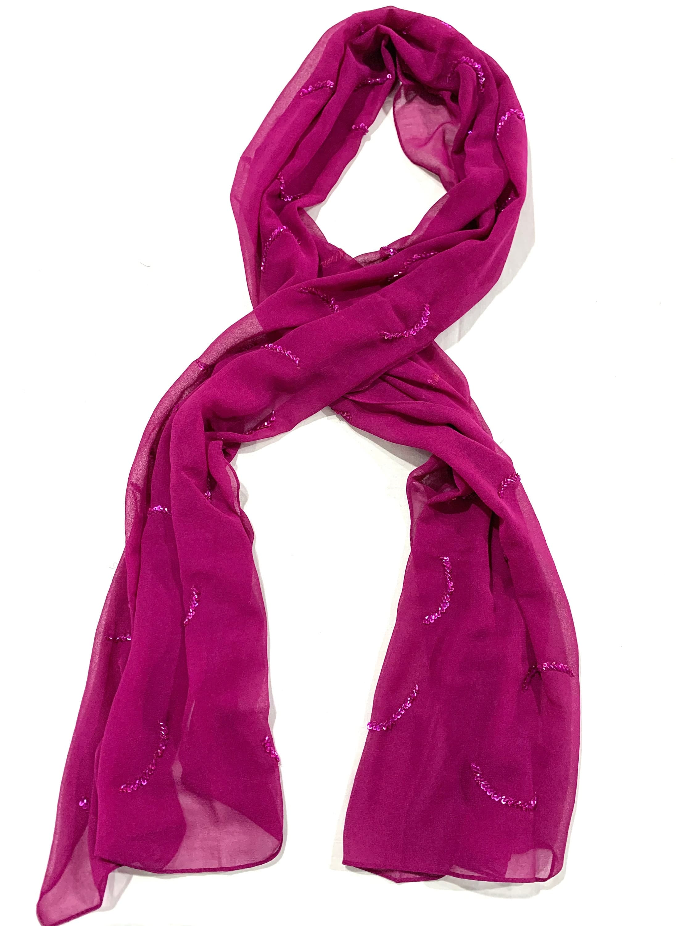 Magenta Georgette shawl, Hand embroidered Magenta shawl, Hijab Shaw, Hand beaded formal shawl, Magenta Luxurious shawl. - image 4