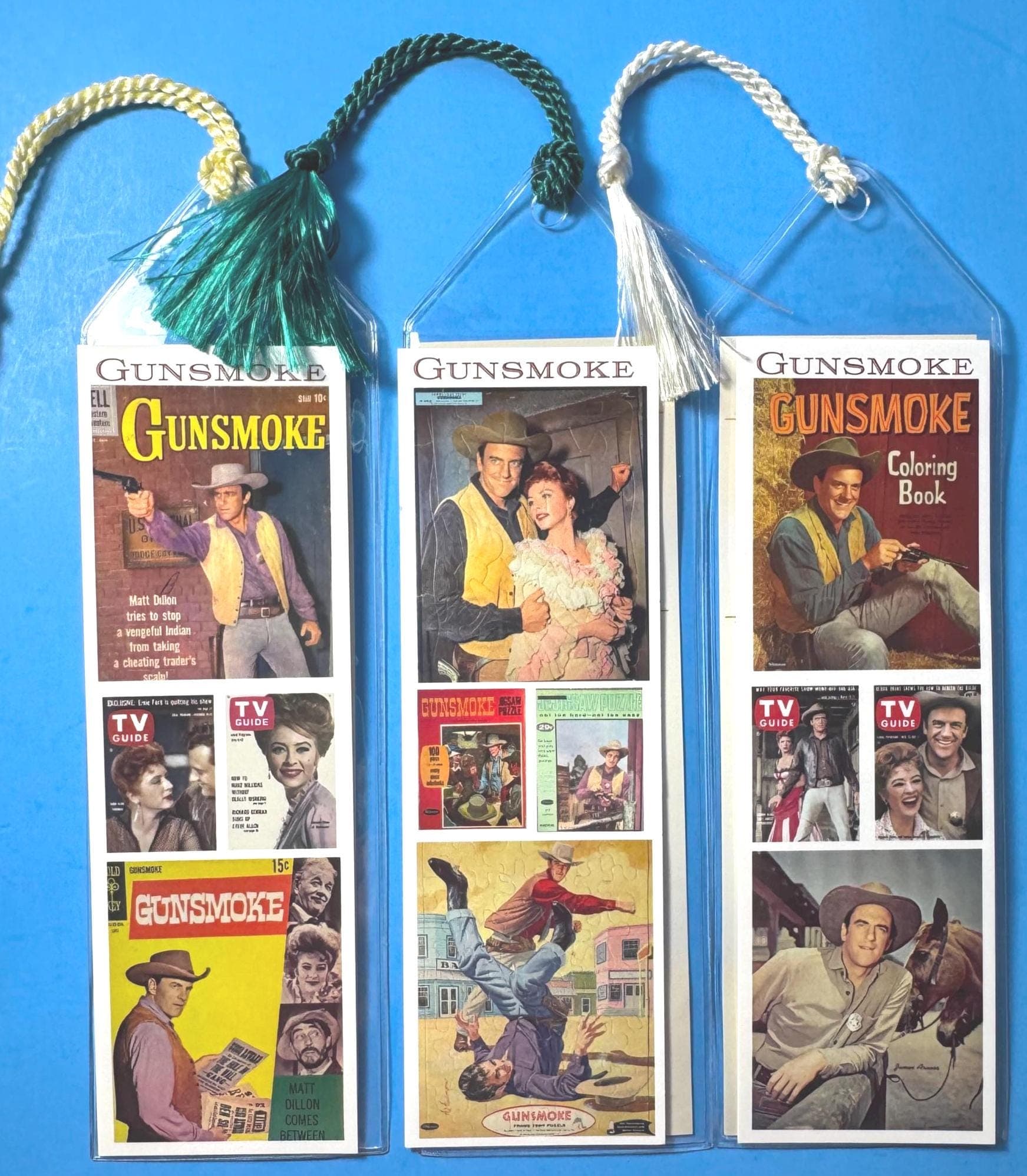 Gunsmoke TV Western Bookmark Set, Marshal Matt Dillon, Miss Kitty, Vintage Gunsmoke Comic Books, Toys, TV Guide - image 3