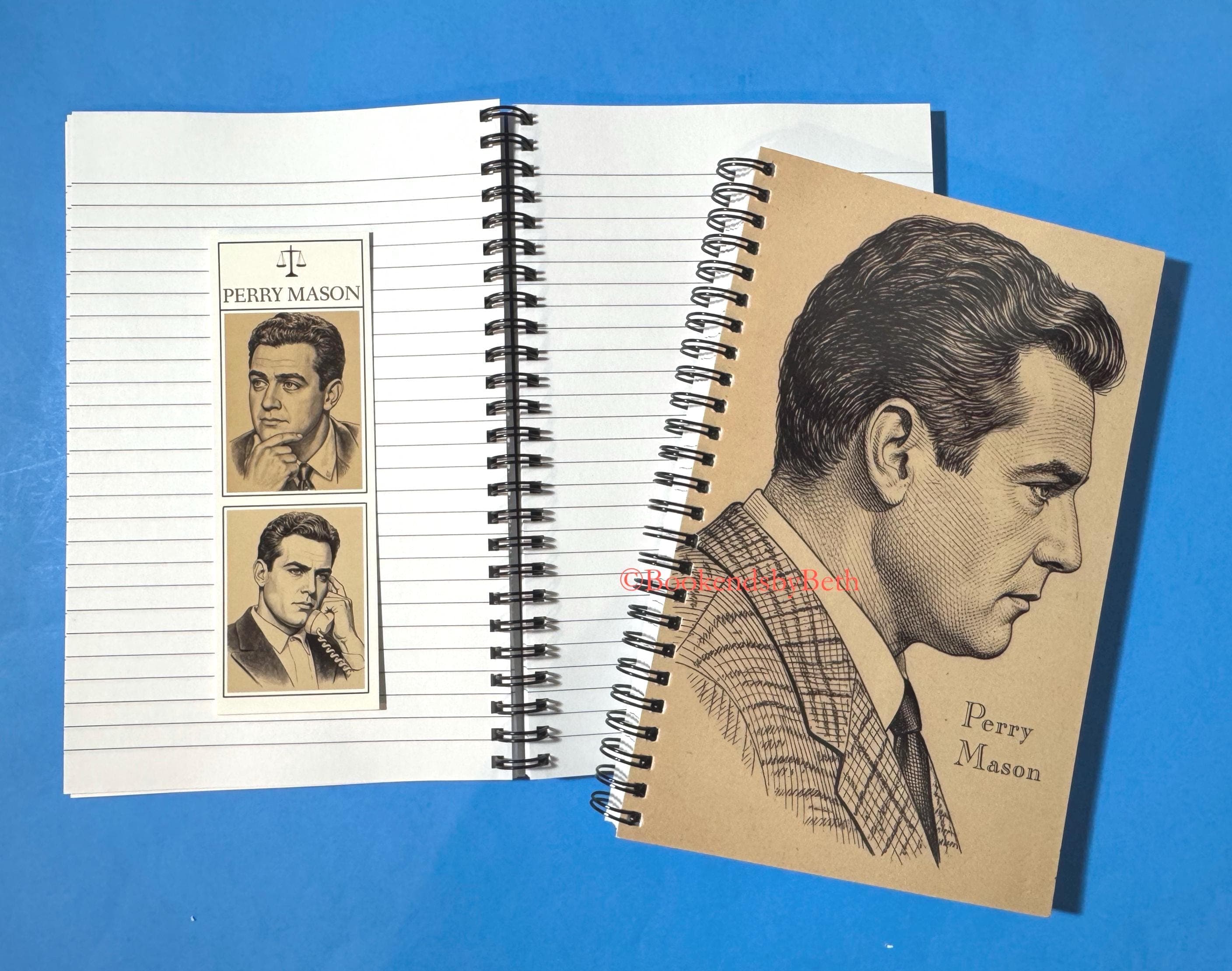 Perry Mason Notebook & Bookmark Set, Raymond Burr, Perry Mason Fan Gift