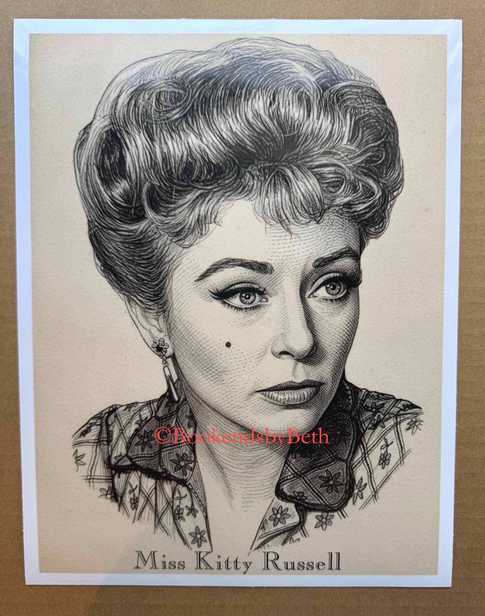 Gunsmoke Art Print, Amanda Blake Portrait 8.5x11, Miss Kitty, Classic TV Western, Kitty Russell