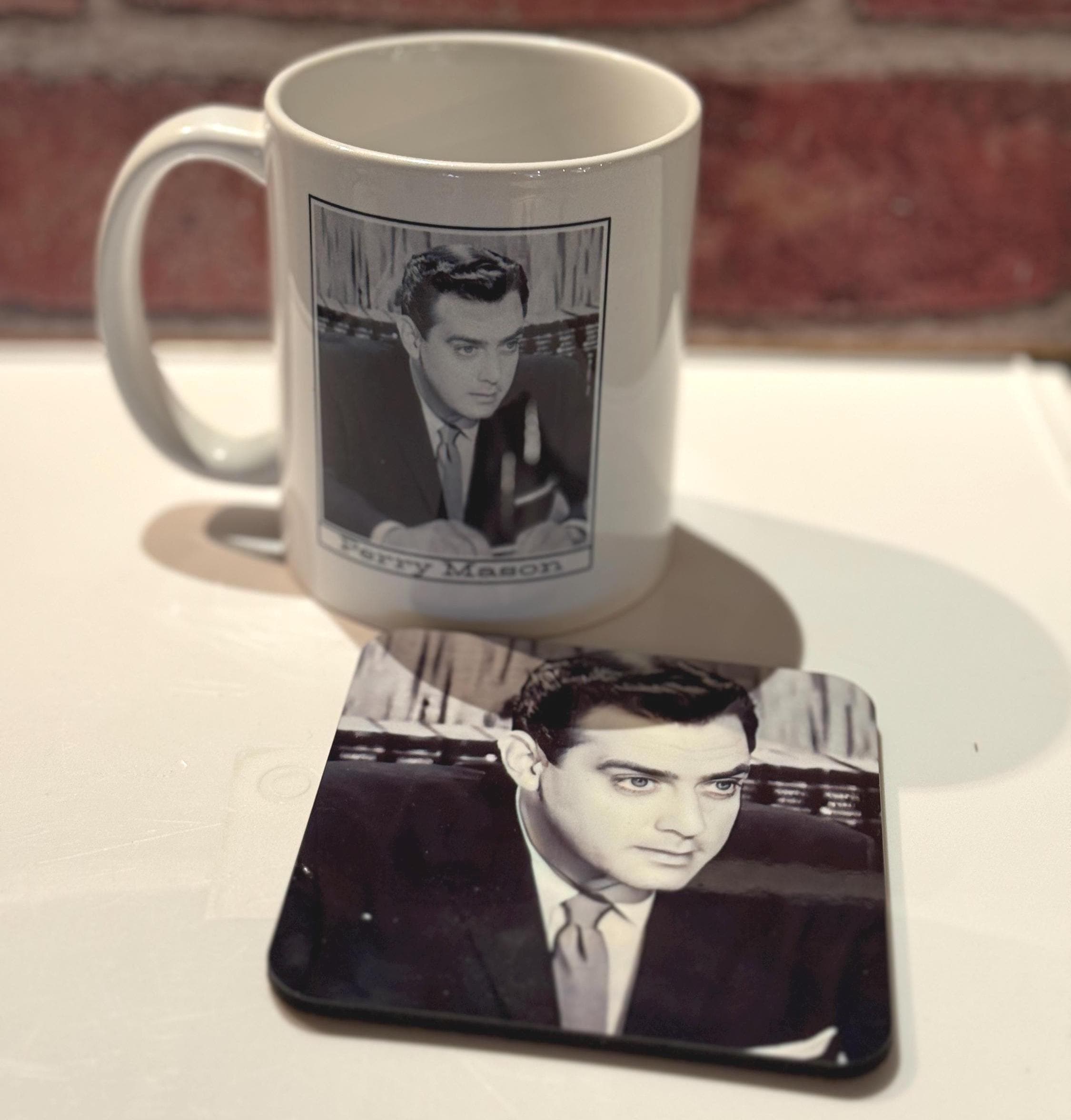 Perry Mason Mug & Coaster Set, Raymond Burr, Perry Mason Fan Gift
