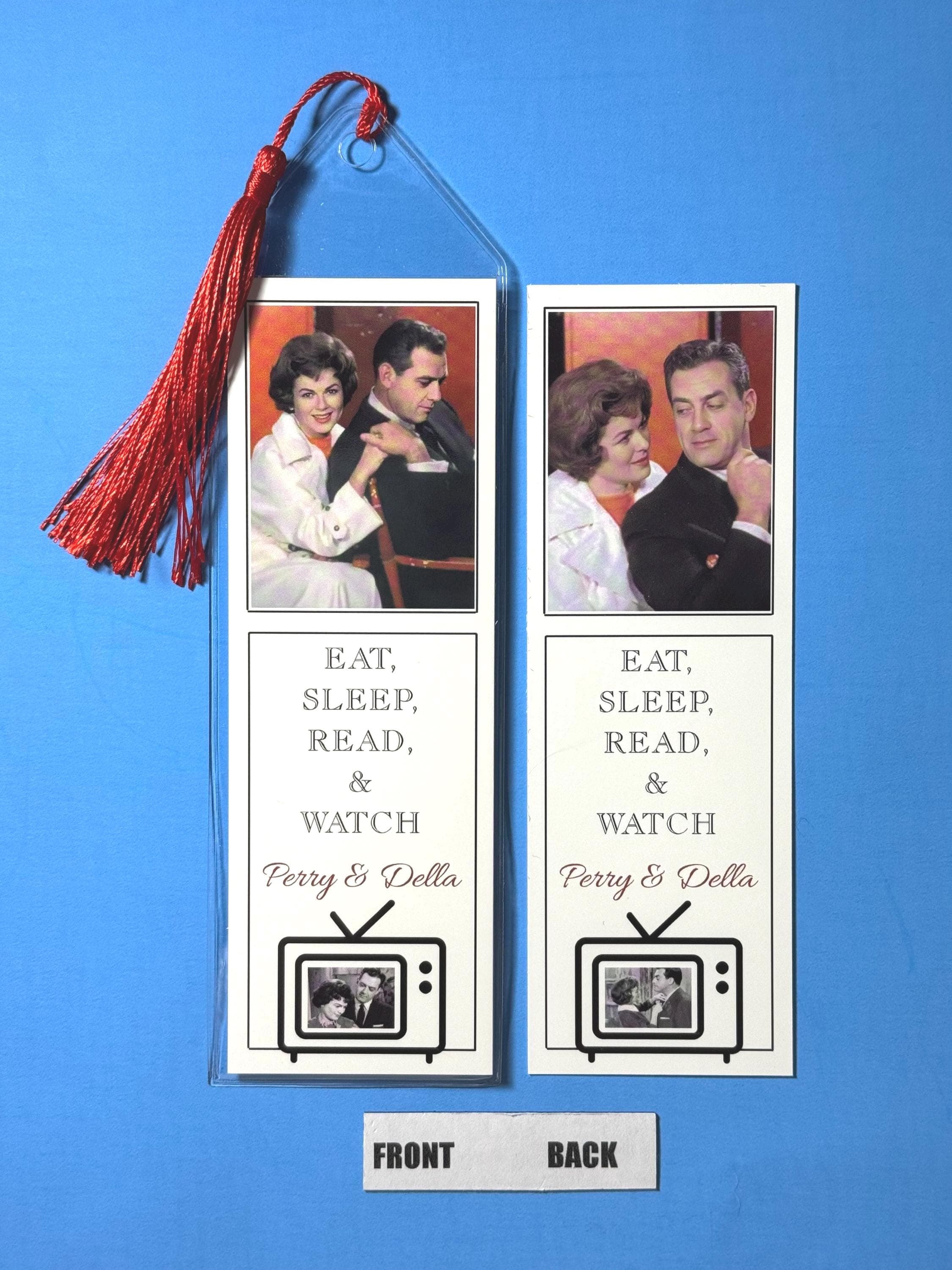 Perry Mason Bookmark, 2- Sided Bookmark, Della Street, Barbara Hale, Raymond Burr, Perry and Della, TV Couples