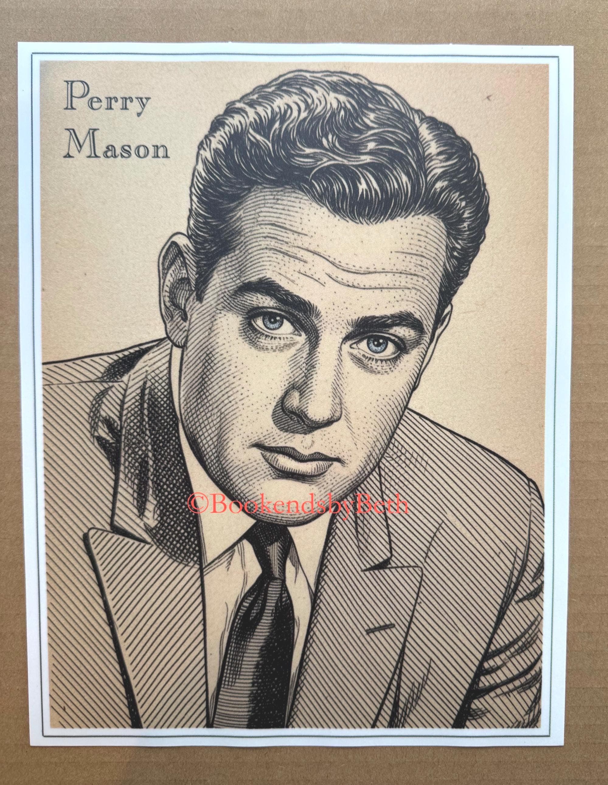 Perry Mason Poster Art Print, Raymond Burr Portrait 8.5x11, Classic TV, Lawyer Gift, Perry Mason Fan Gift