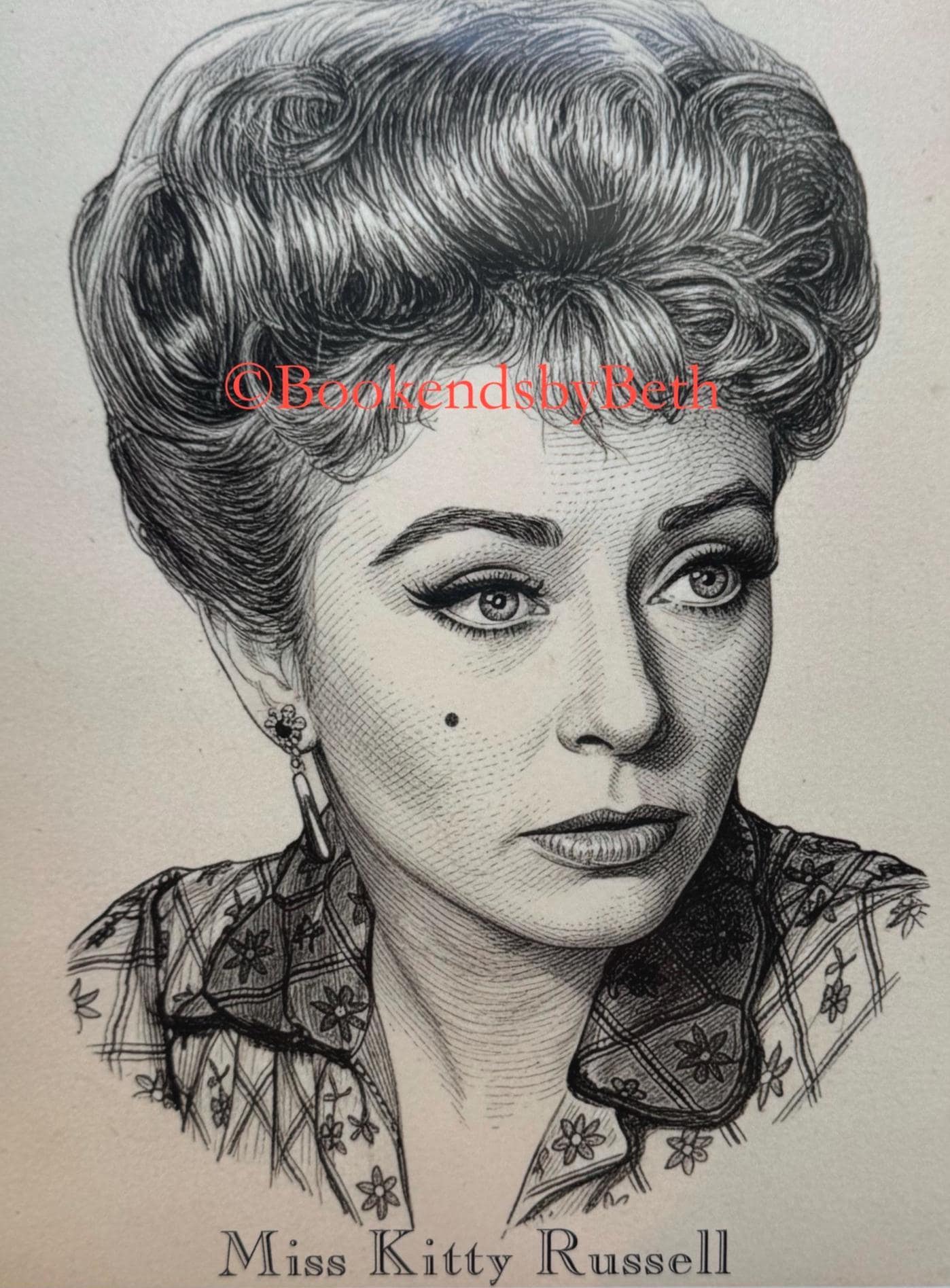 Gunsmoke Art Print, Amanda Blake Portrait 8.5x11, Miss Kitty, Classic TV Western, Kitty Russell - image 4