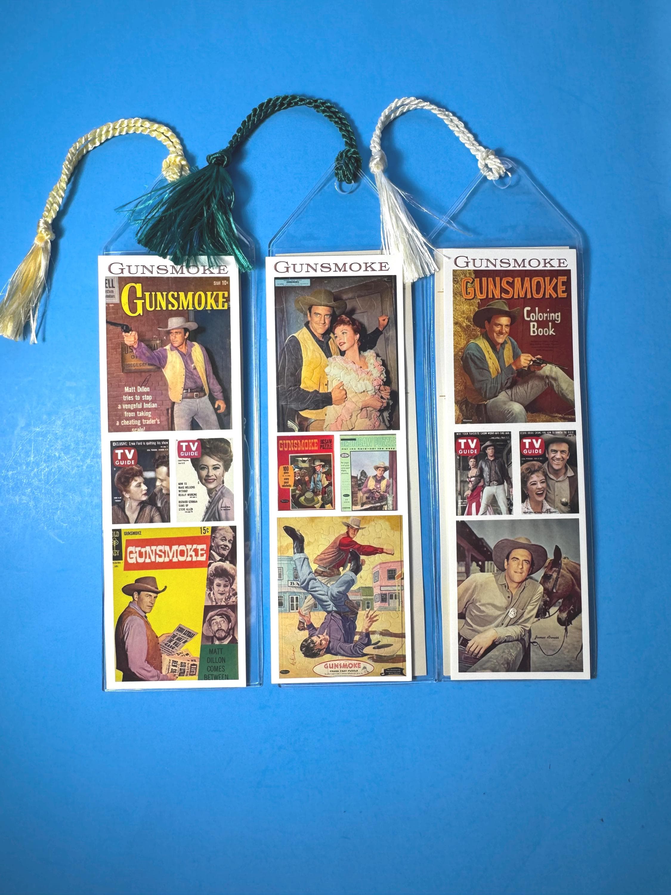 Gunsmoke TV Western Bookmark Set, Marshal Matt Dillon, Miss Kitty, Vintage Gunsmoke Comic Books, Toys, TV Guide