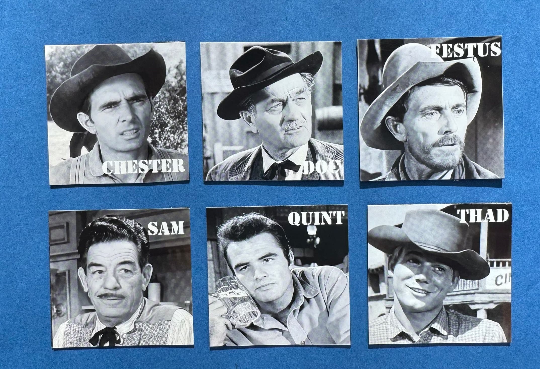 Gunsmoke Cast Magnet Set, Festus, Doc, Chester,  TV Westerns, Gunsmoke Fan Gift,  Dodge City,