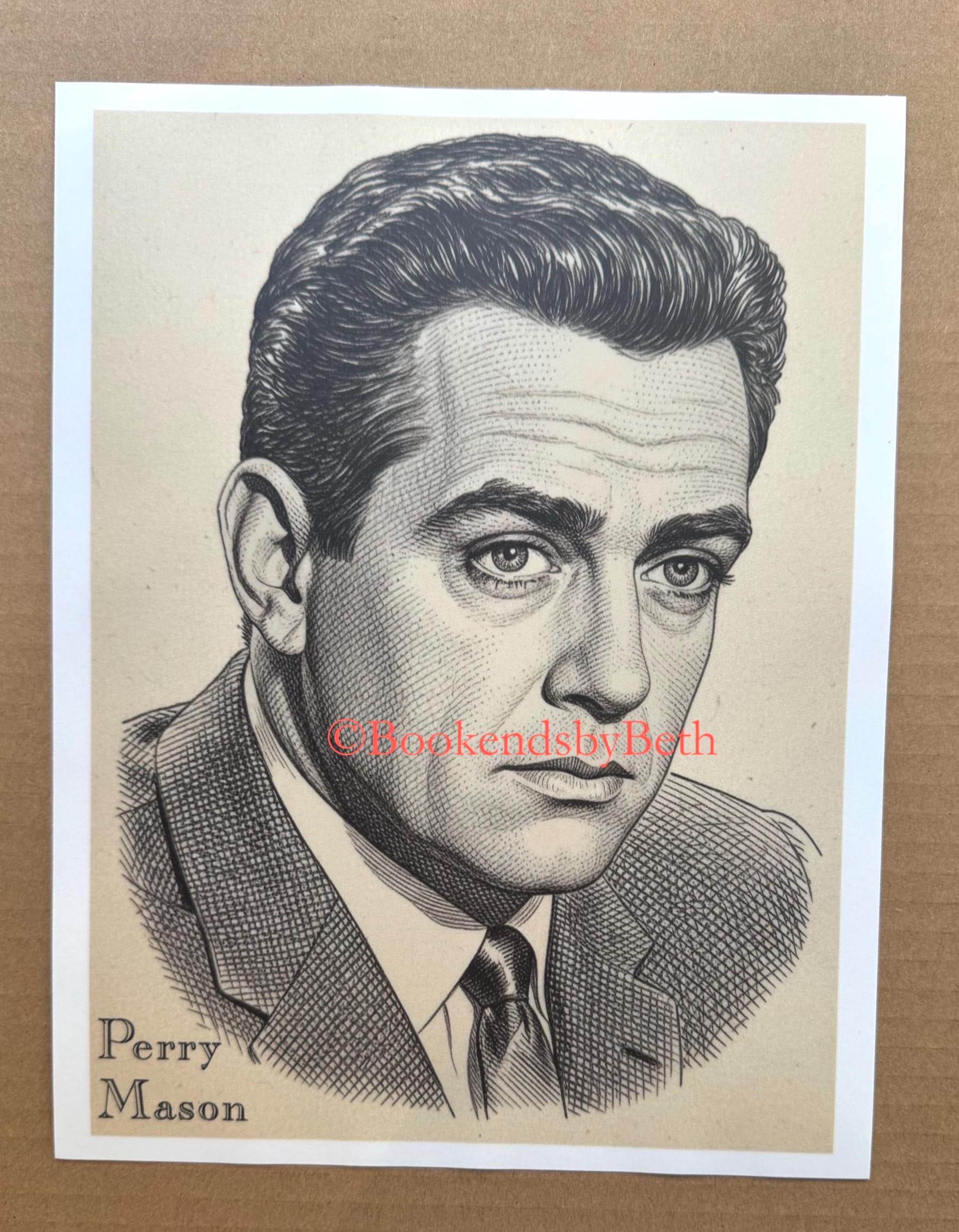 Perry Mason Poster Art Print, Raymond Burr Portrait 8.5x11, Classic TV, Lawyer Gift, Perry Mason Fan Gift