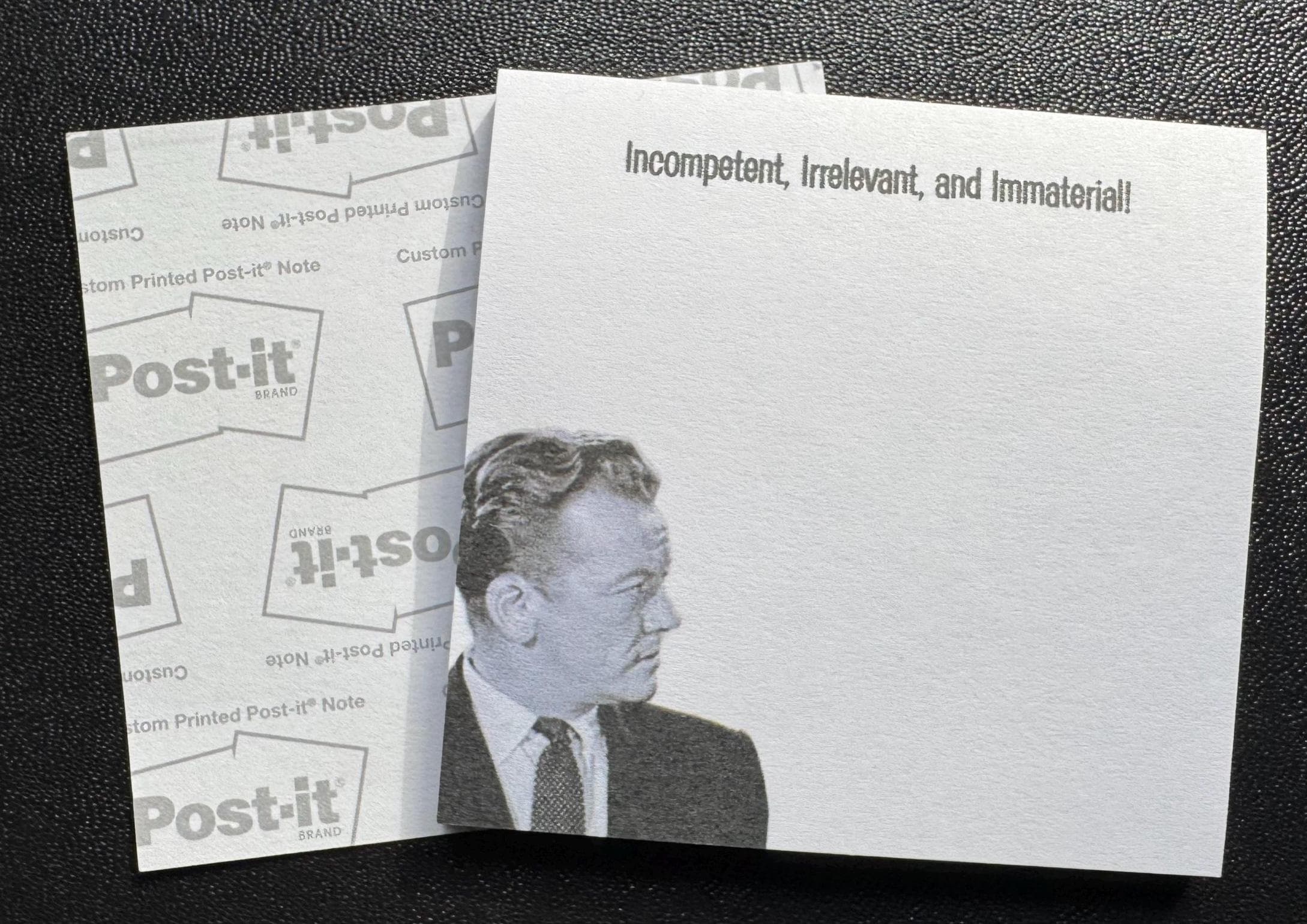 Perry Mason Post-It Notepad, Incompetent, Irrelevant, Immaterial, Hamilton Burger, William Talman, Raymond Burr - image 4