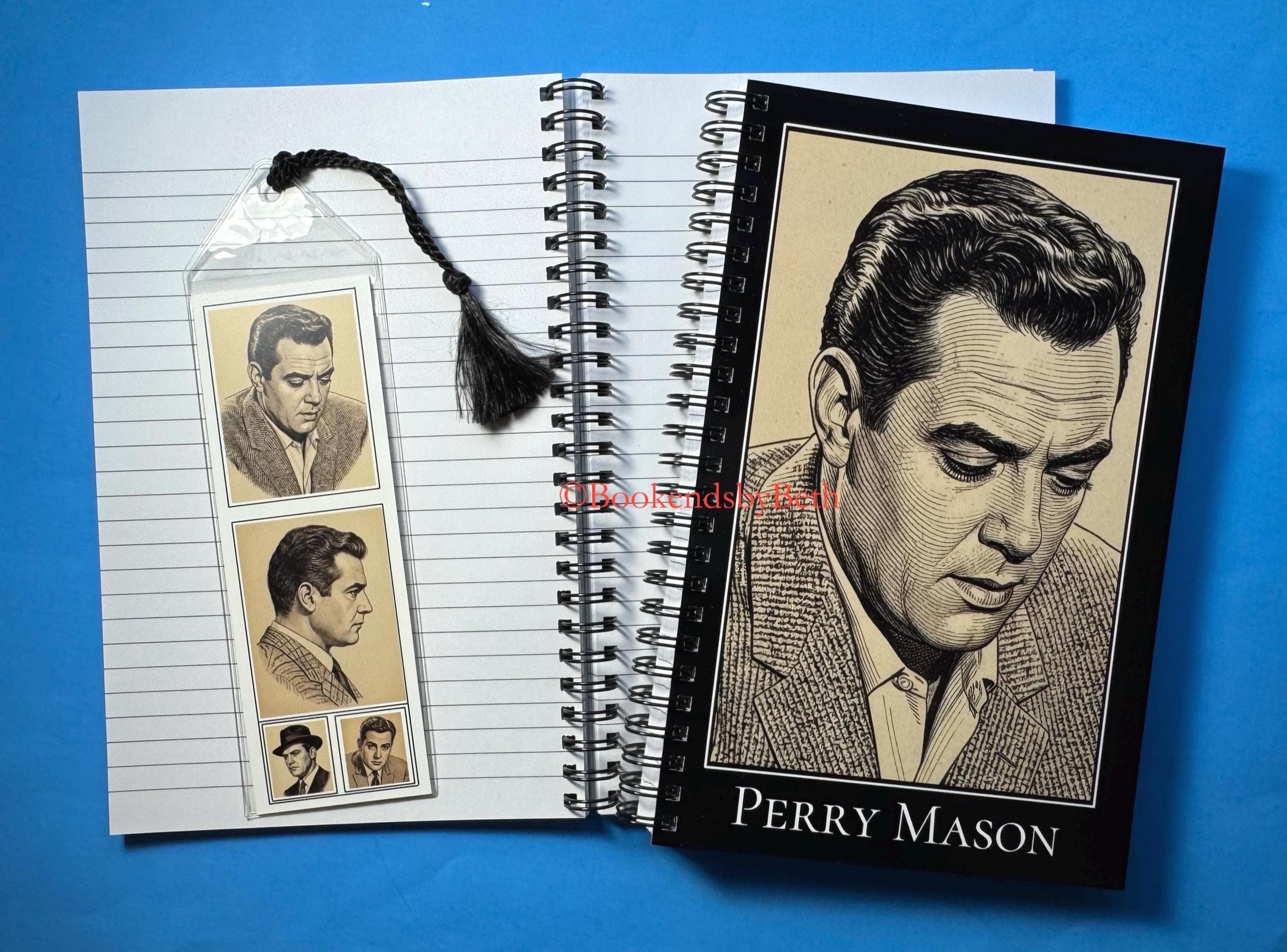 Perry Mason Notebook & Bookmark Set, Raymond Burr, Perry Mason Fan Gift
