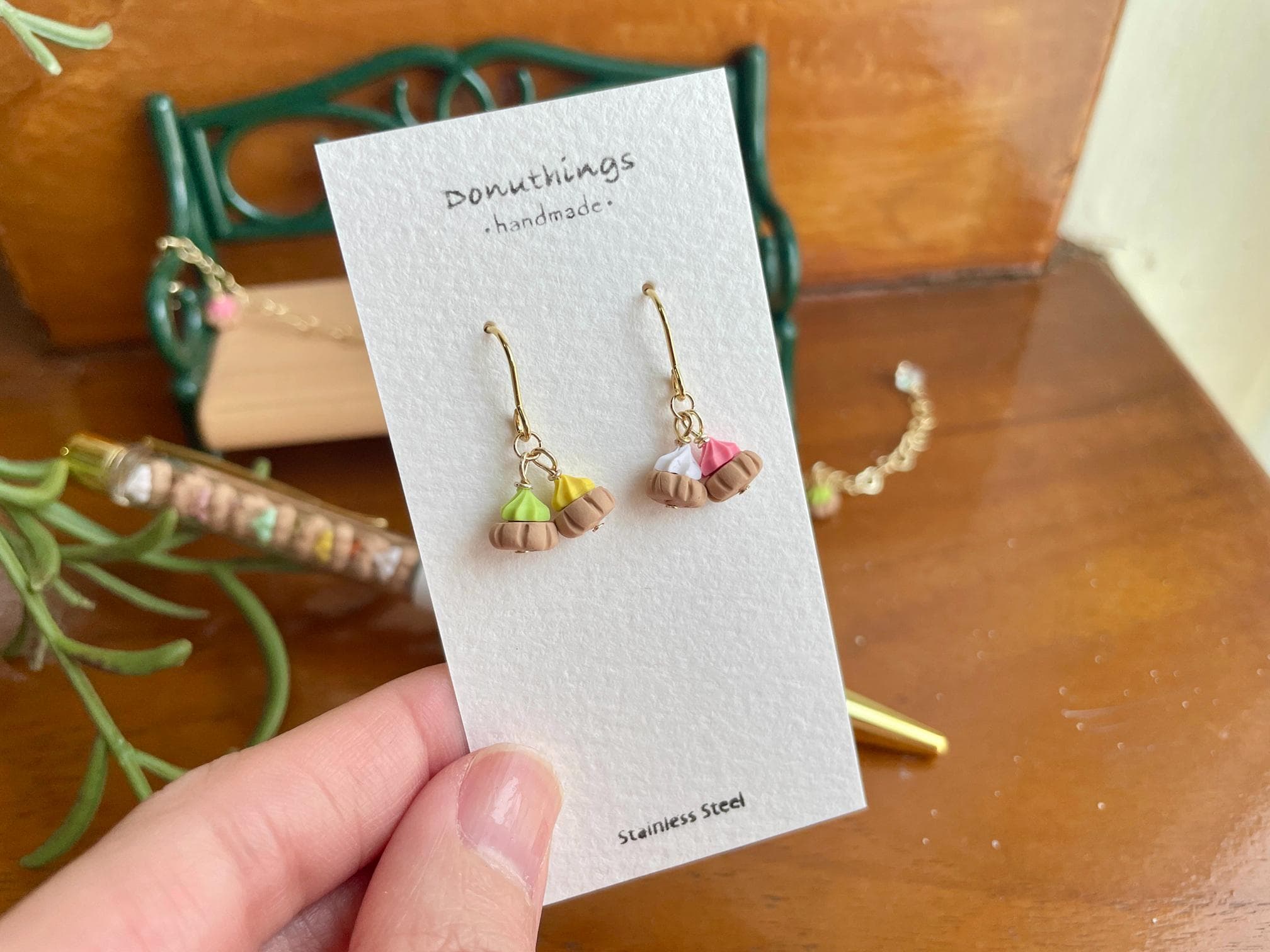 Gem Biscuit Earrings - Handmade by Donuthings - Singapore Signature Snack