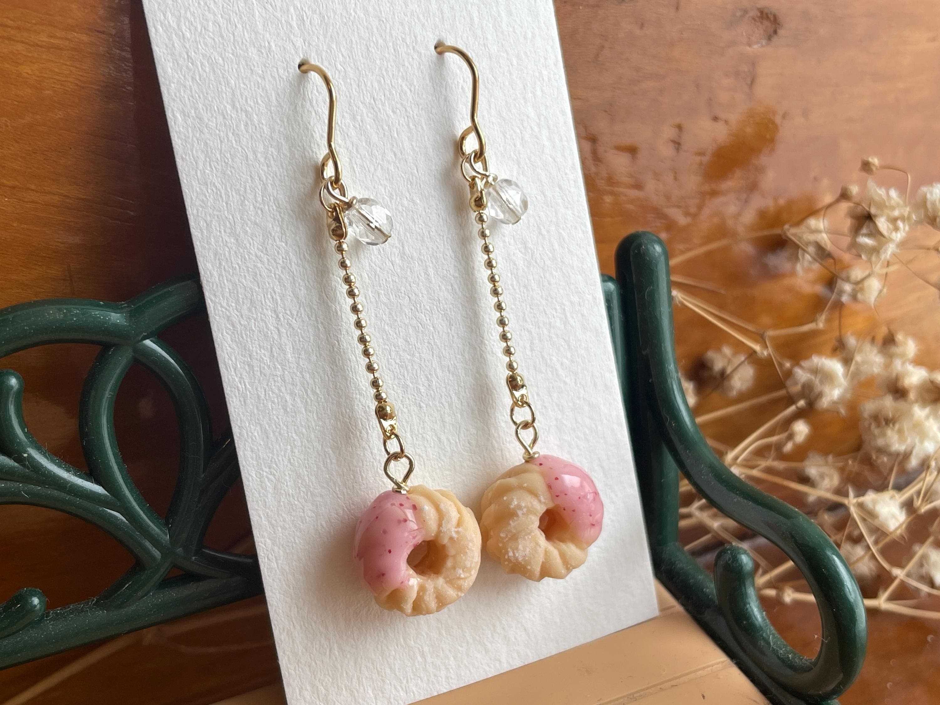Miniature French Cruller Earrings, with Stainless Steel Hooks (Handmade by Donuthings) - image 4