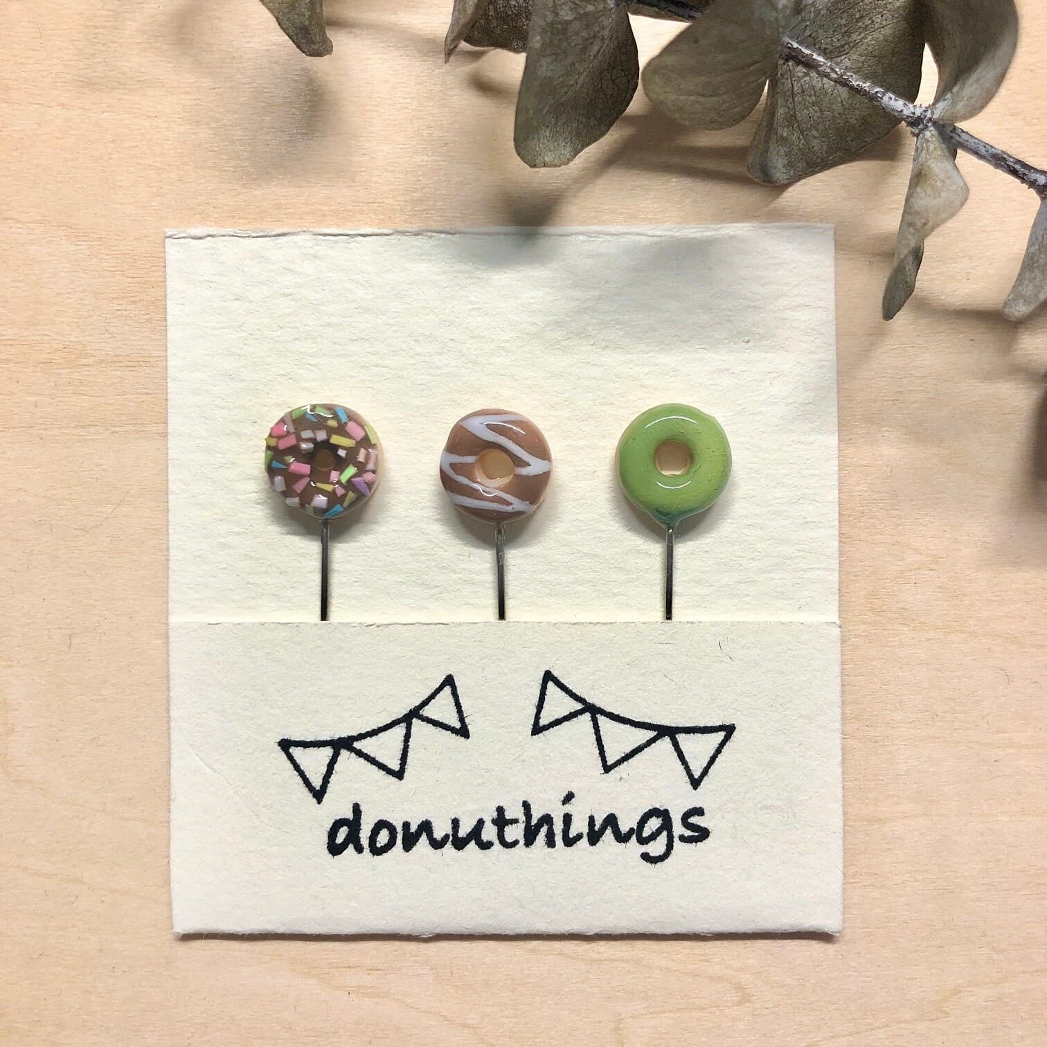 Handmade Donut Hijab Pins - Set of 3, Stainless Steel Scarf Accessories