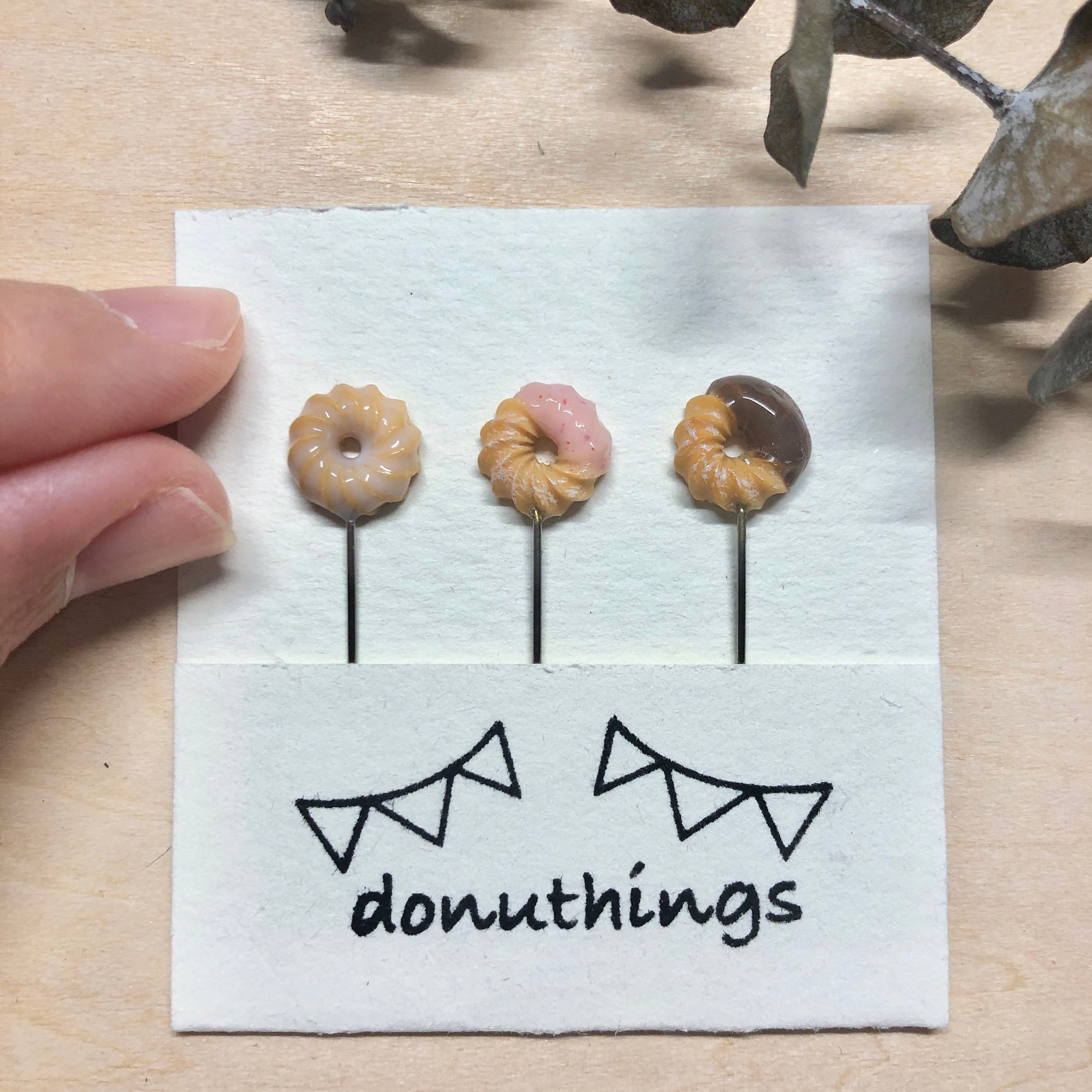 Handmade French Cruller Donut Hijab Pins - Set of 3