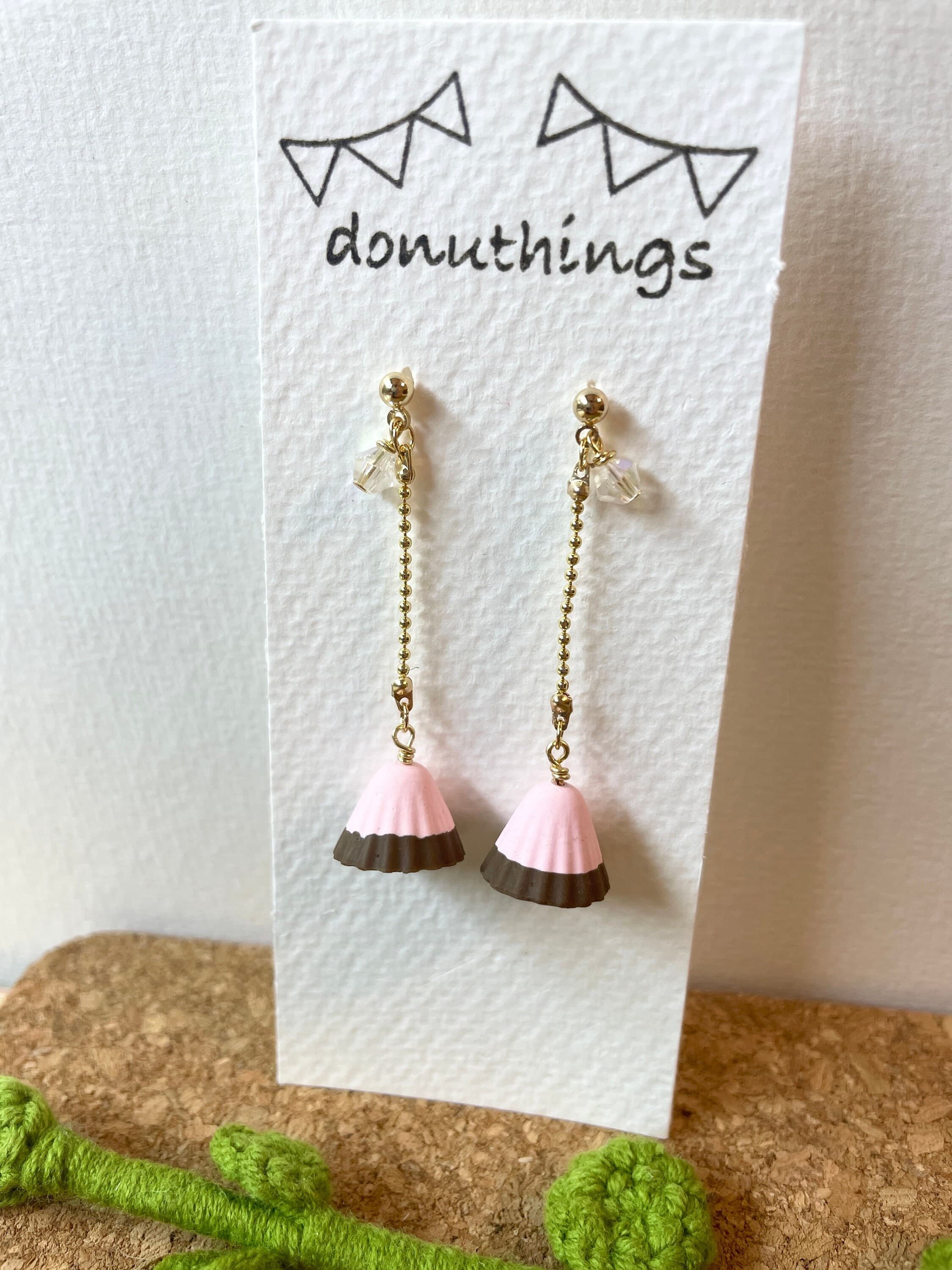 S925 Apollo Strawberry Chocolate Dangle Earrings, 925 Silver Studs, Anti-Tarnish (Handmade by Donuthings)