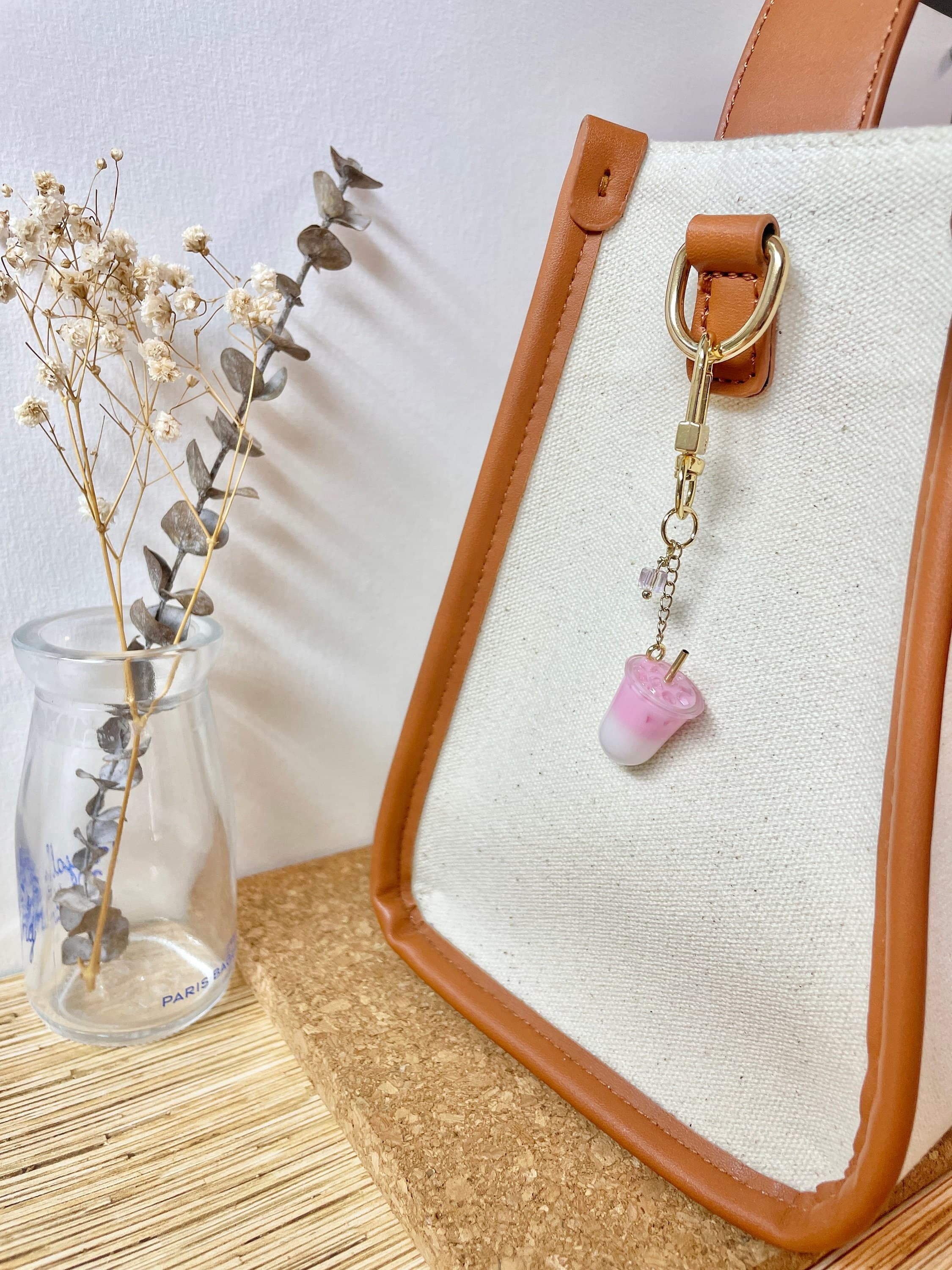 Sakura Milk Tea Keychain with 14k Gold Plated Findings, Anti-tarnish, Anti-Rust (Handmade by Donuthings) - image 5