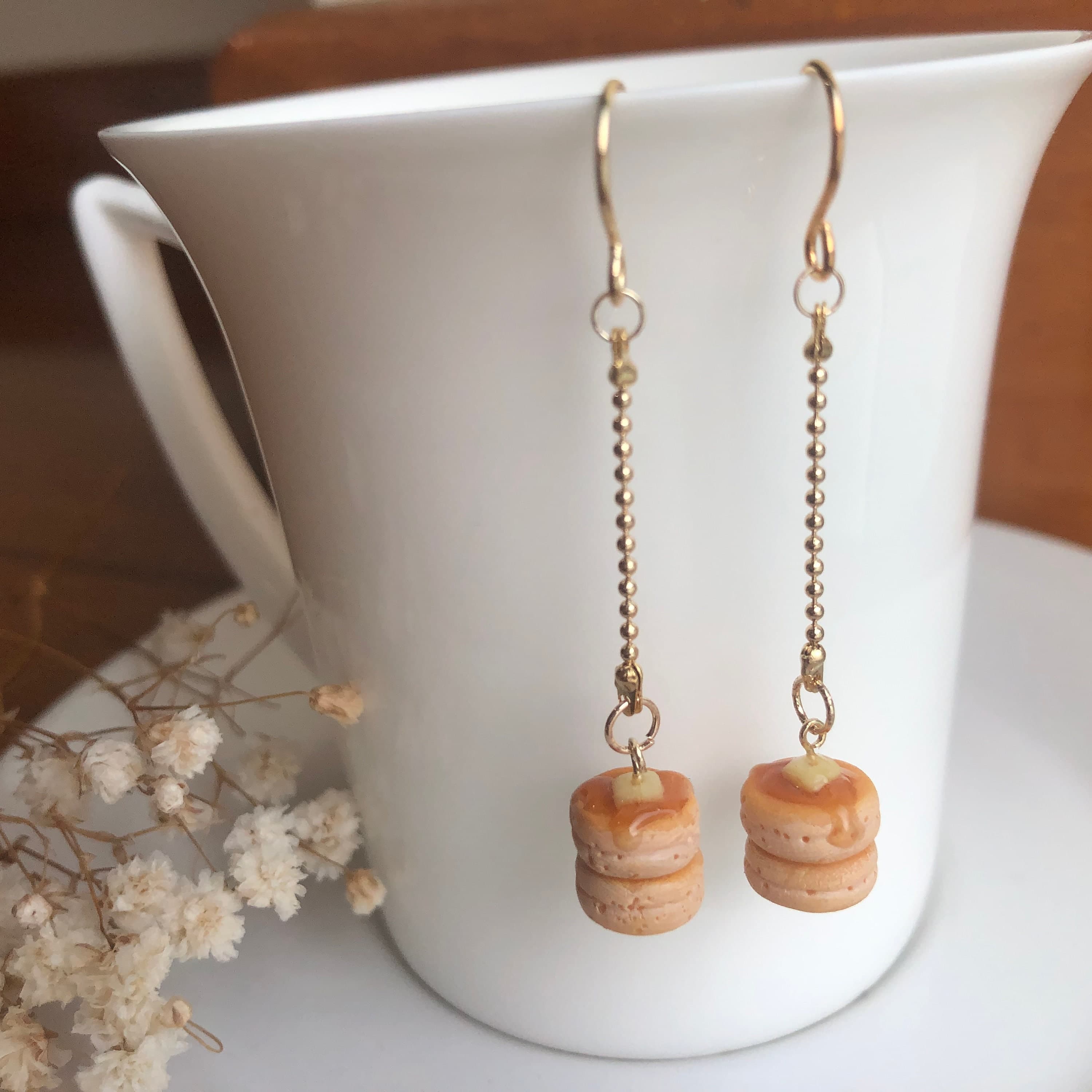 Miniature Pancake Dangle Earrings, Handmade Food Jewelry - image 4