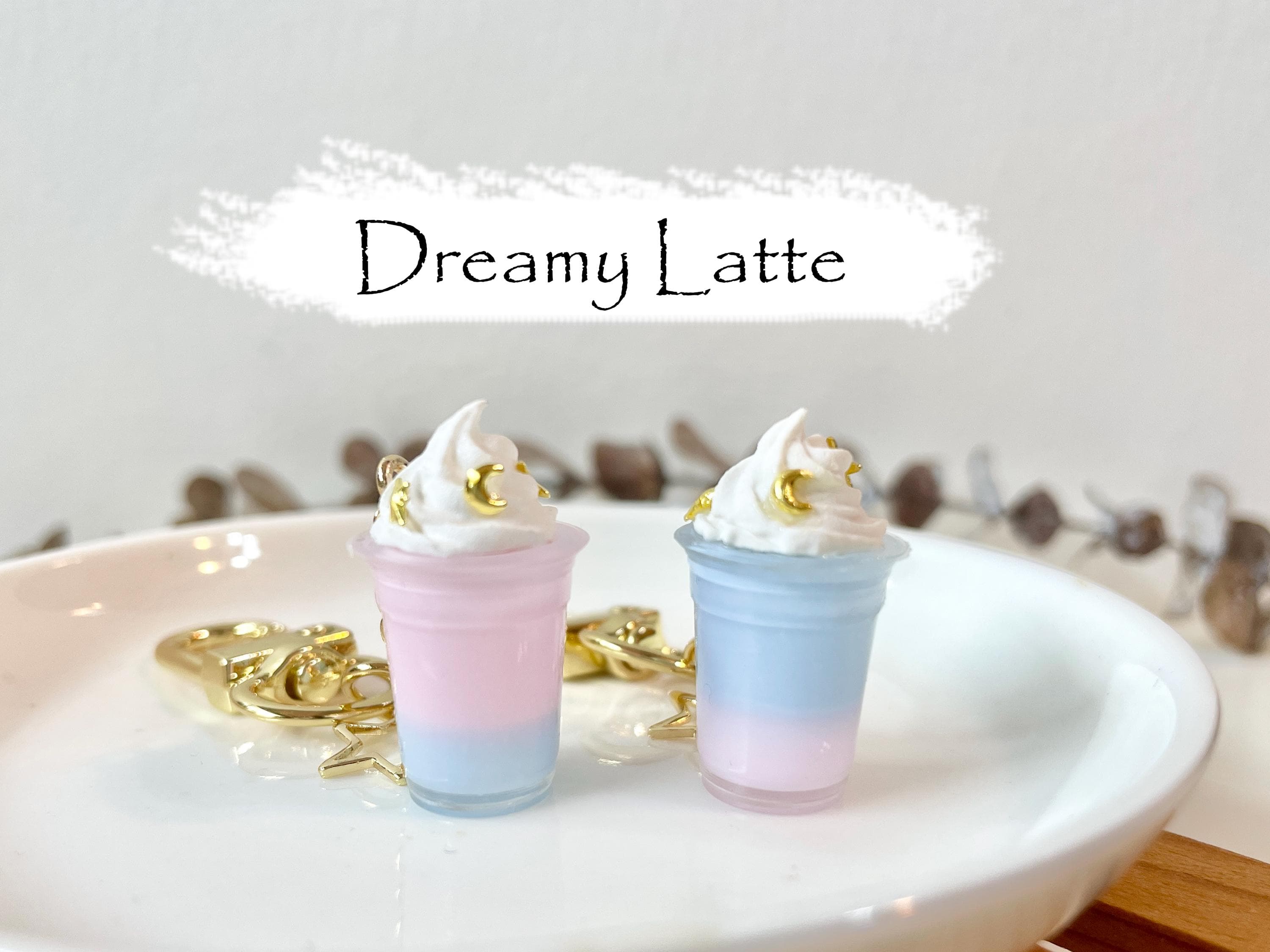 Pastel Dreamy Latte Keychain with 14k Gold Plated Findings, Anti-tarnish, Anti-Rust (Handmade by Donuthings)