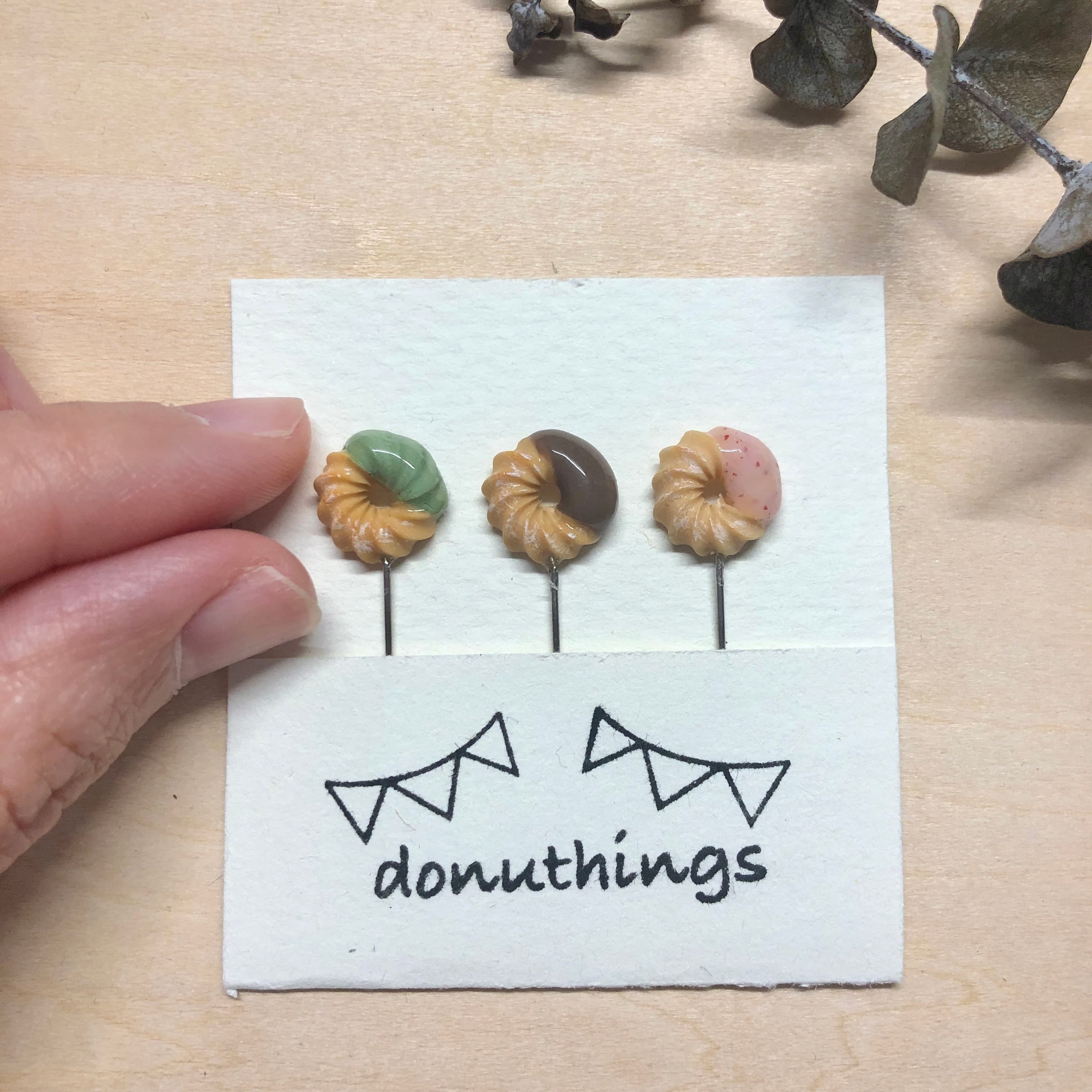Handmade French Cruller Donut Hijab Pins - Set of 3, Stainless Steel
