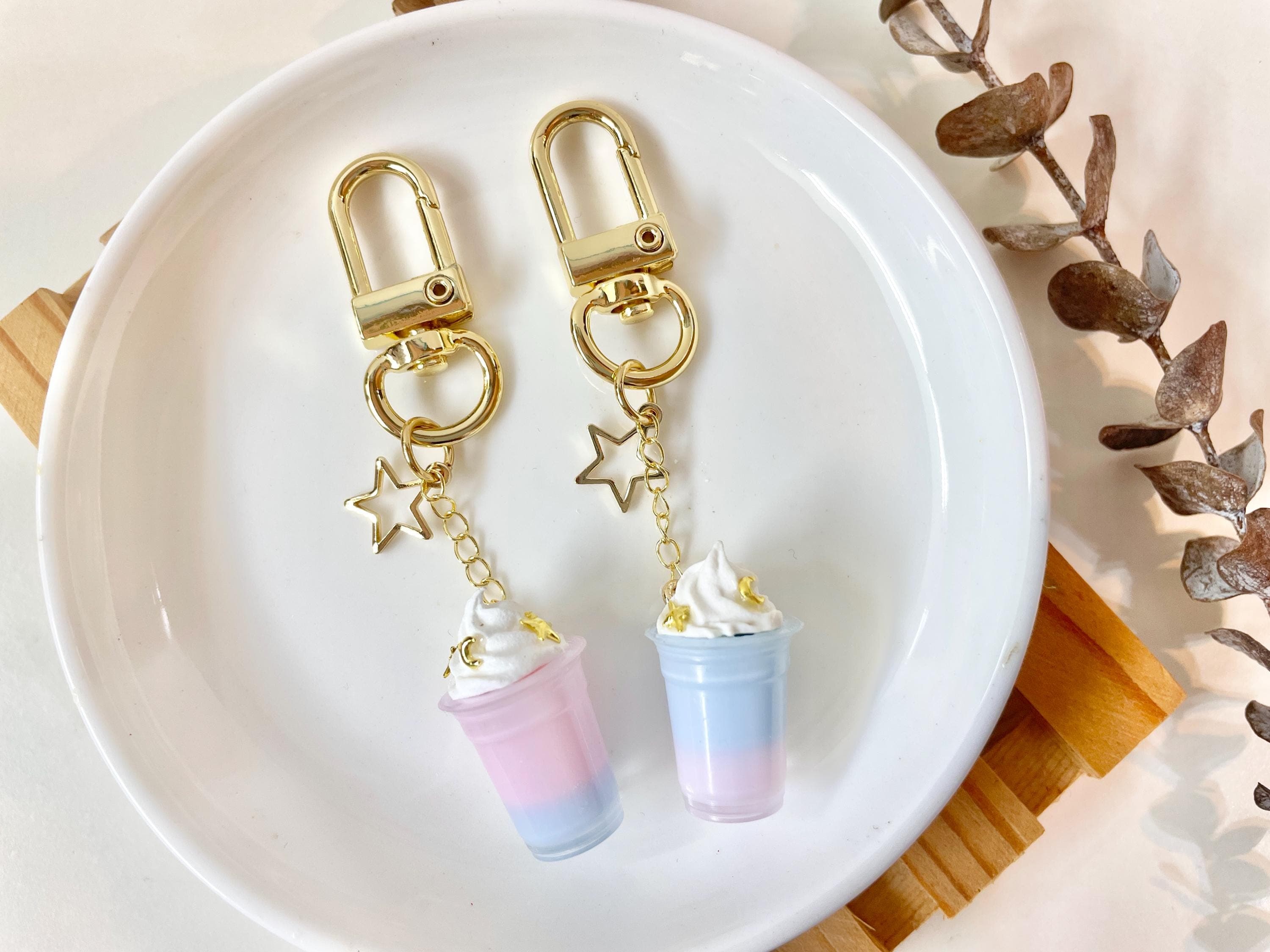 Pastel Dreamy Latte Keychain with 14k Gold Plated Findings, Anti-tarnish, Anti-Rust (Handmade by Donuthings) - image 3