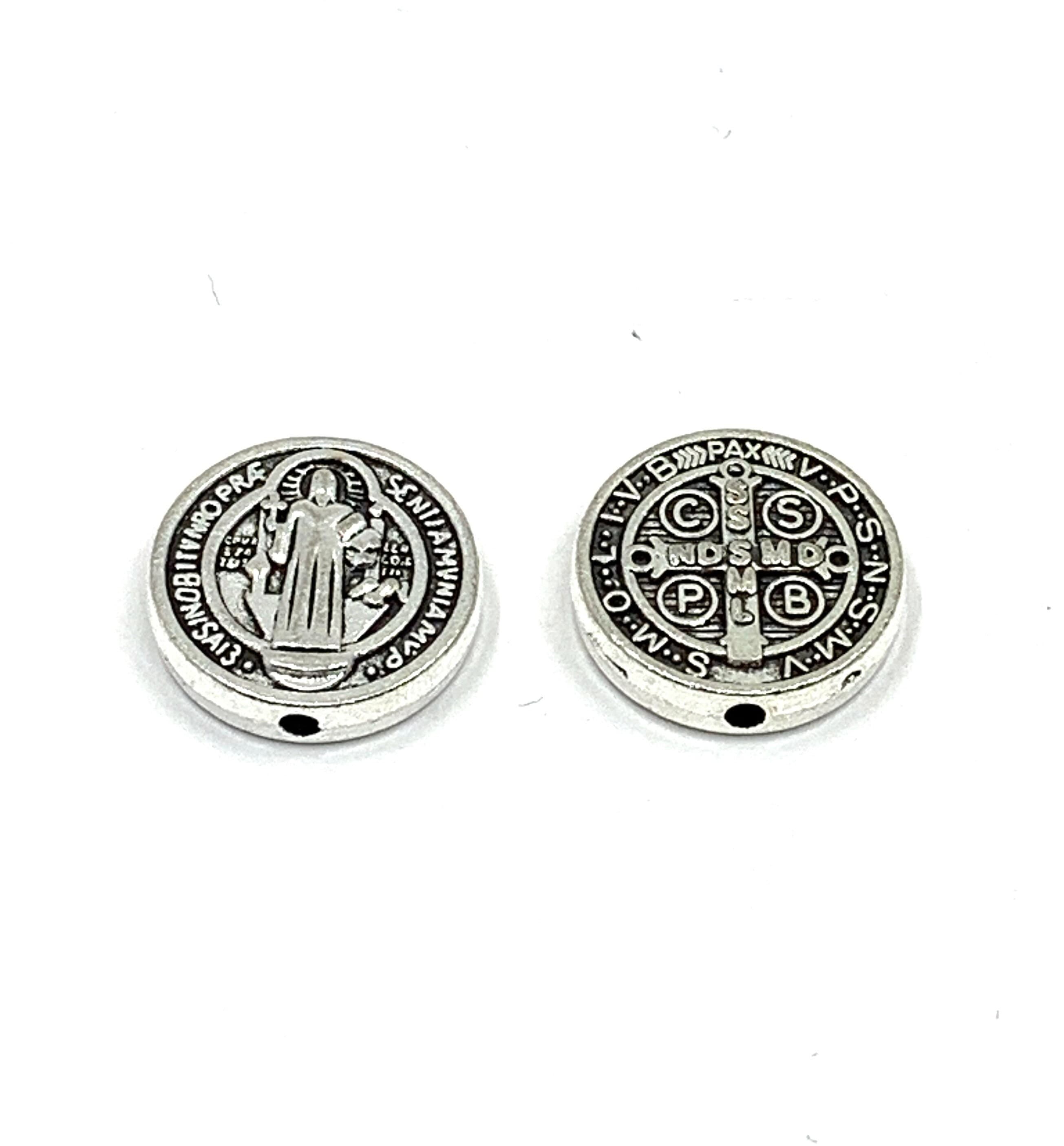 St. Benedict Beads, Saint Benedict Spacer Beads, Religious bead, 15pcs, Antique Silver Bead, Jewelry findings, Bellaire Wholesale, Bulk Buy