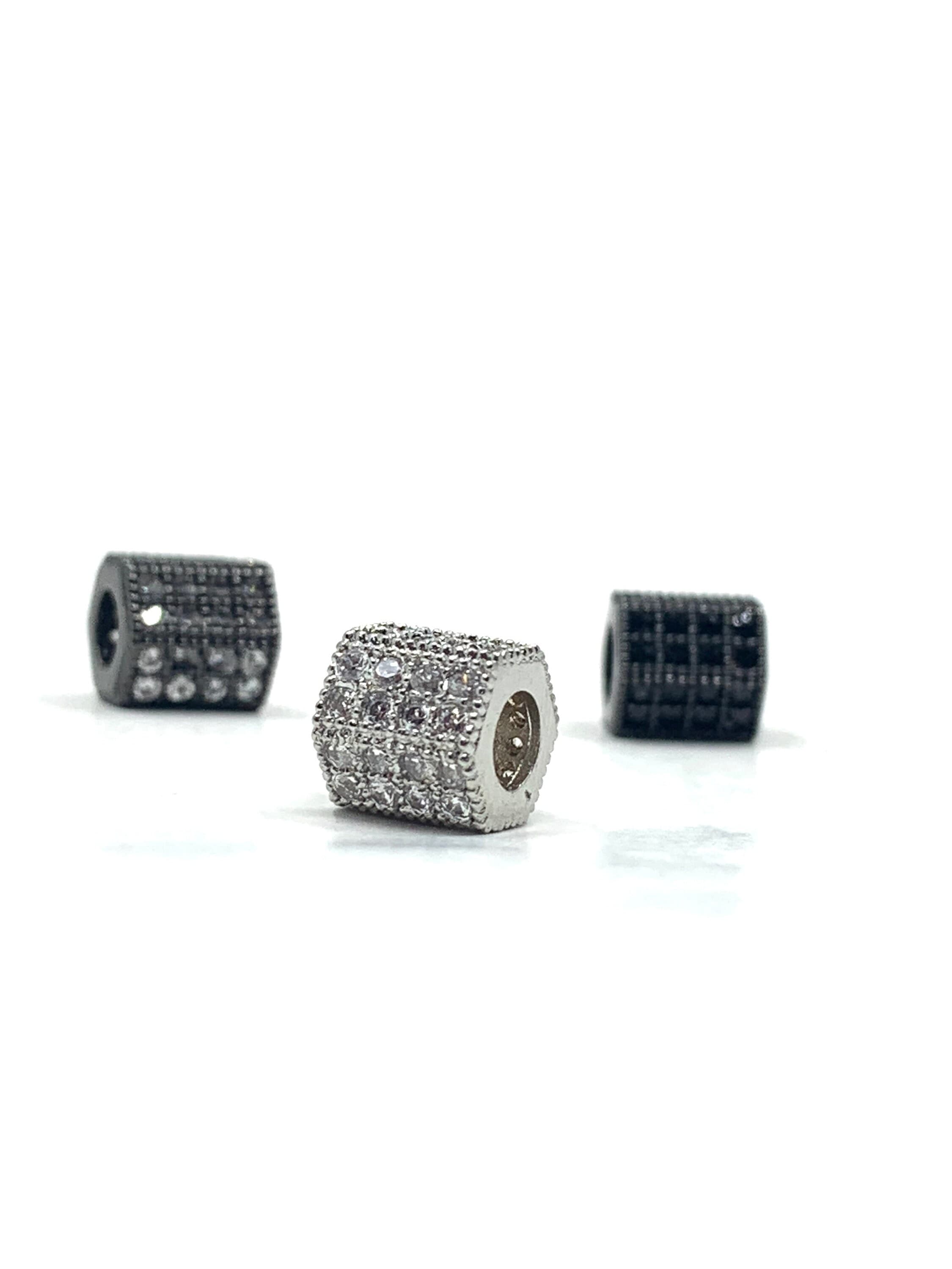 Bracelet Connector Spacer Beads, Gunmetal Beads, Silver Tube beads, Cubic Zirconia Beads, CZ Pave Beads, Bellaire Wholesale, Bulk Buy Beads - image 4