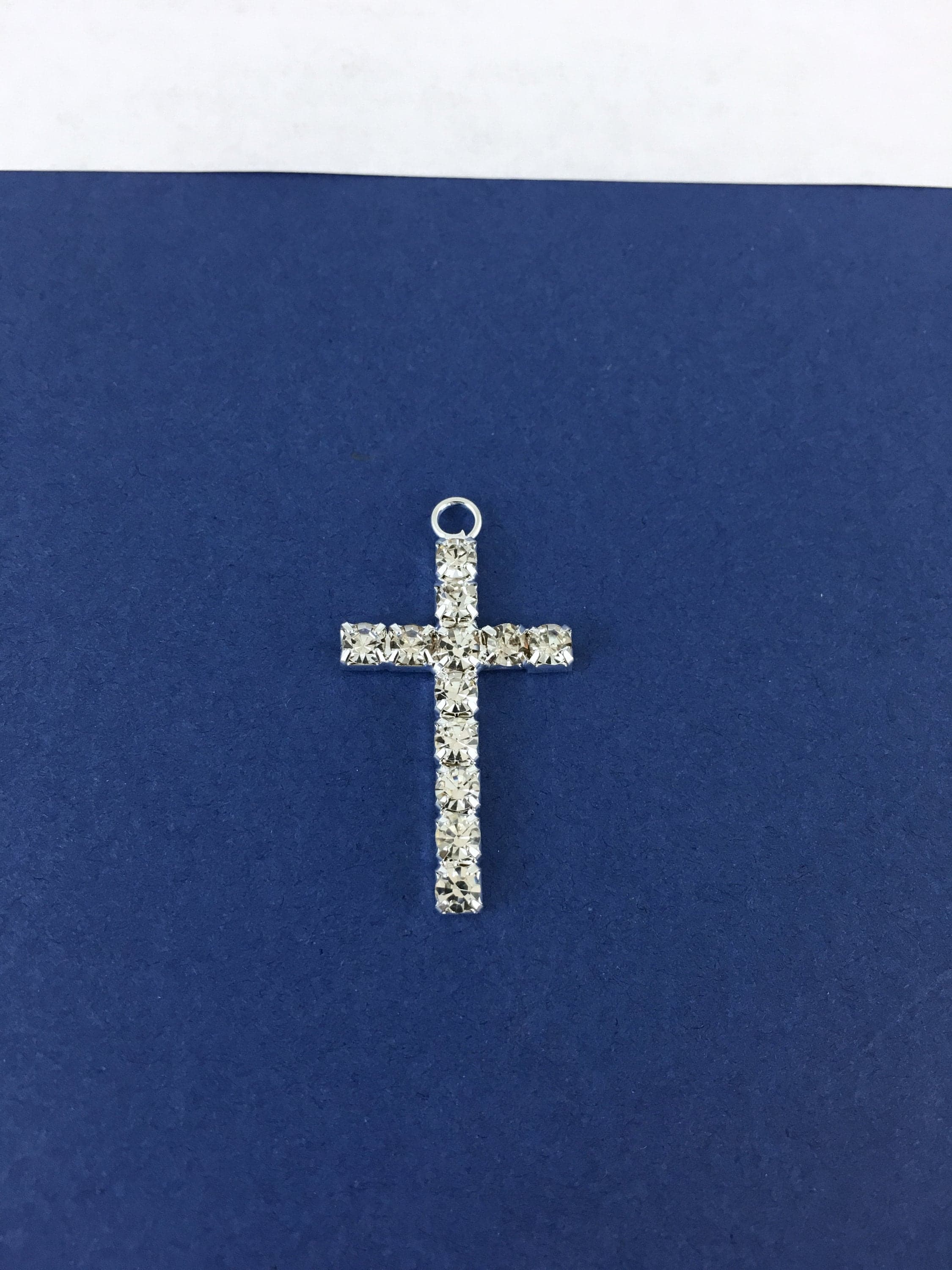 Rhinestone Cross, One Row Rhinestone Silver Cross, Cross Charm Pendant, Crystal Cross, Sideway Cross Charm, Cross Bead, Canadian Supplier - image 3