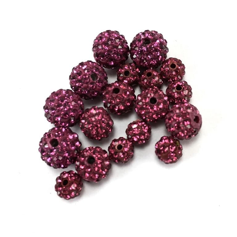 Fuchsia Pink Rhinestone Bead, 10mm Disco bead, Fuchsia Pink bead, Fuchsia Pink beads, crystal bead, Bellaire Wholesale
