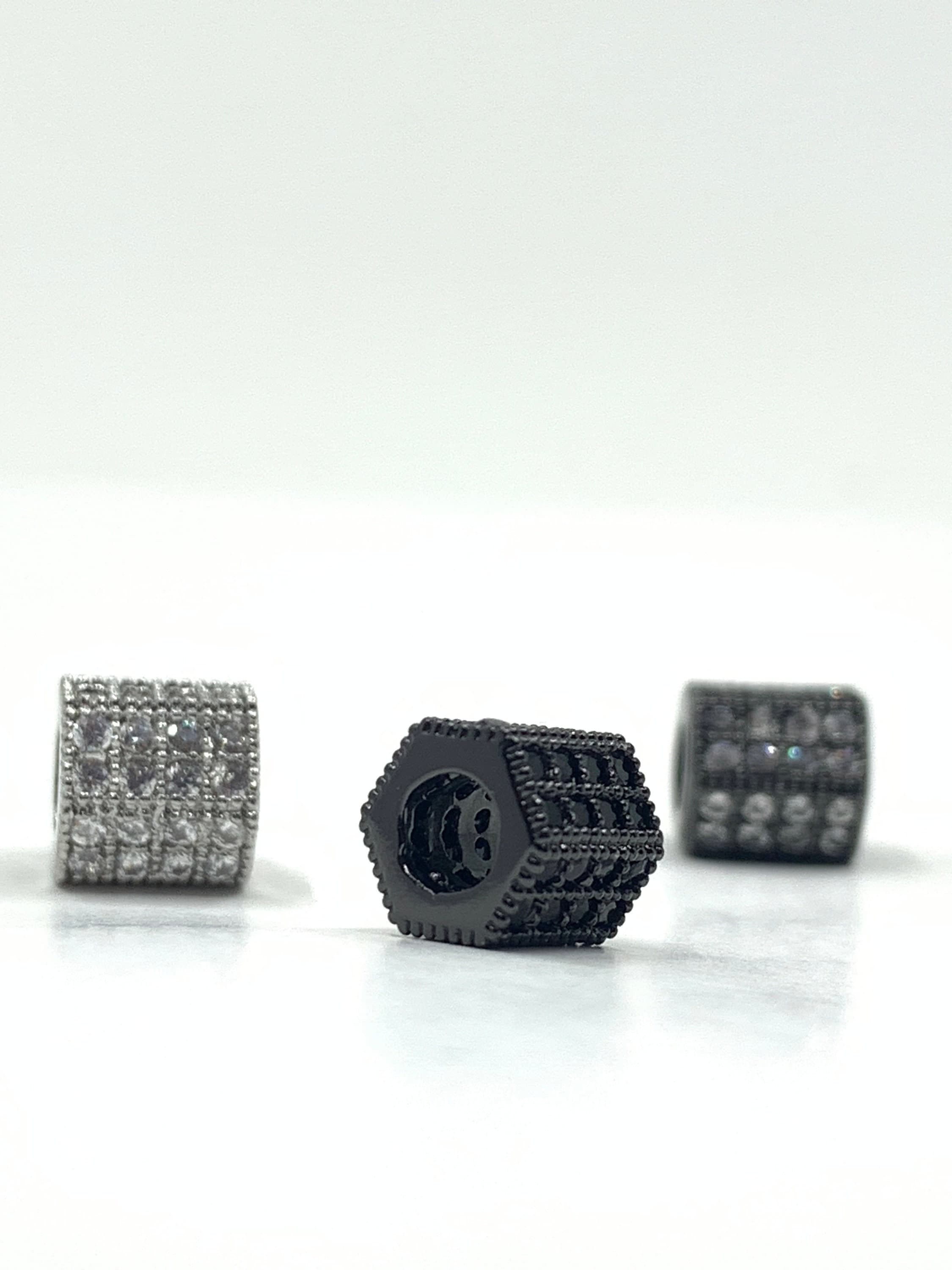 Bracelet Connector Spacer Beads, Gunmetal Beads, Silver Tube beads, Cubic Zirconia Beads, CZ Pave Beads, Bellaire Wholesale, Bulk Buy Beads - image 5