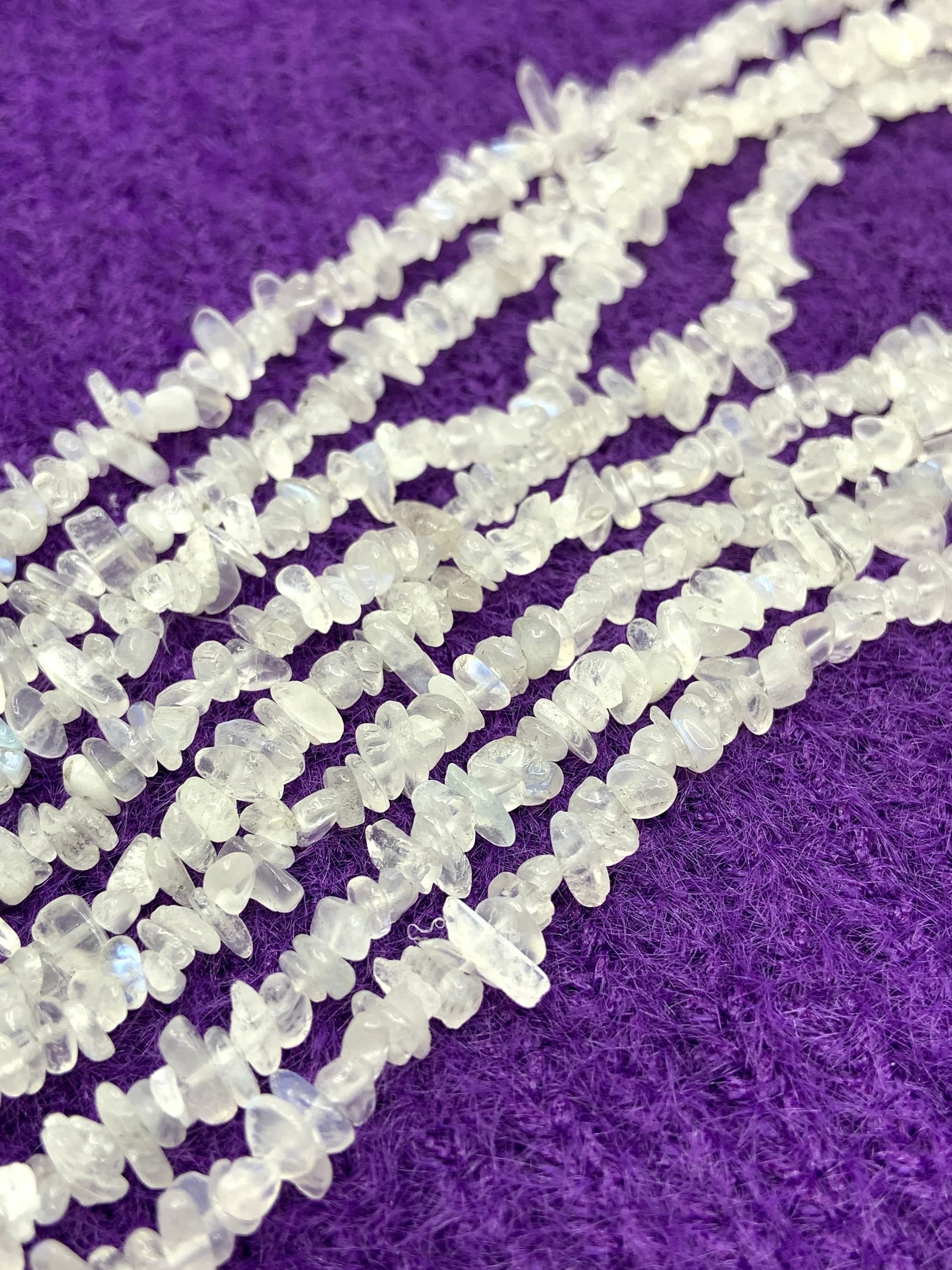 Moonstone Chip Beads, Rainbow Moonstone, Flashy, Natural Stone Chips, 3x5mm, 5x8mm Full Strand, Irregular Shape, Jewelry Making, Wholesale