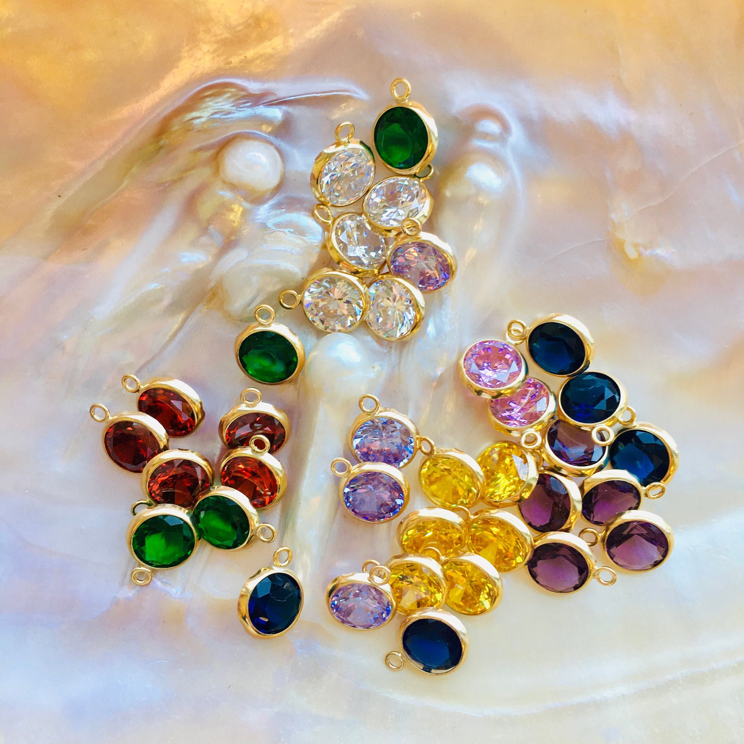 14k Gold Filled birth stone charms, Birthstone charms, Birth Month Stones, Cubic Zirconia Birthday Charms, Gold Filled, Bellaire Wholesale