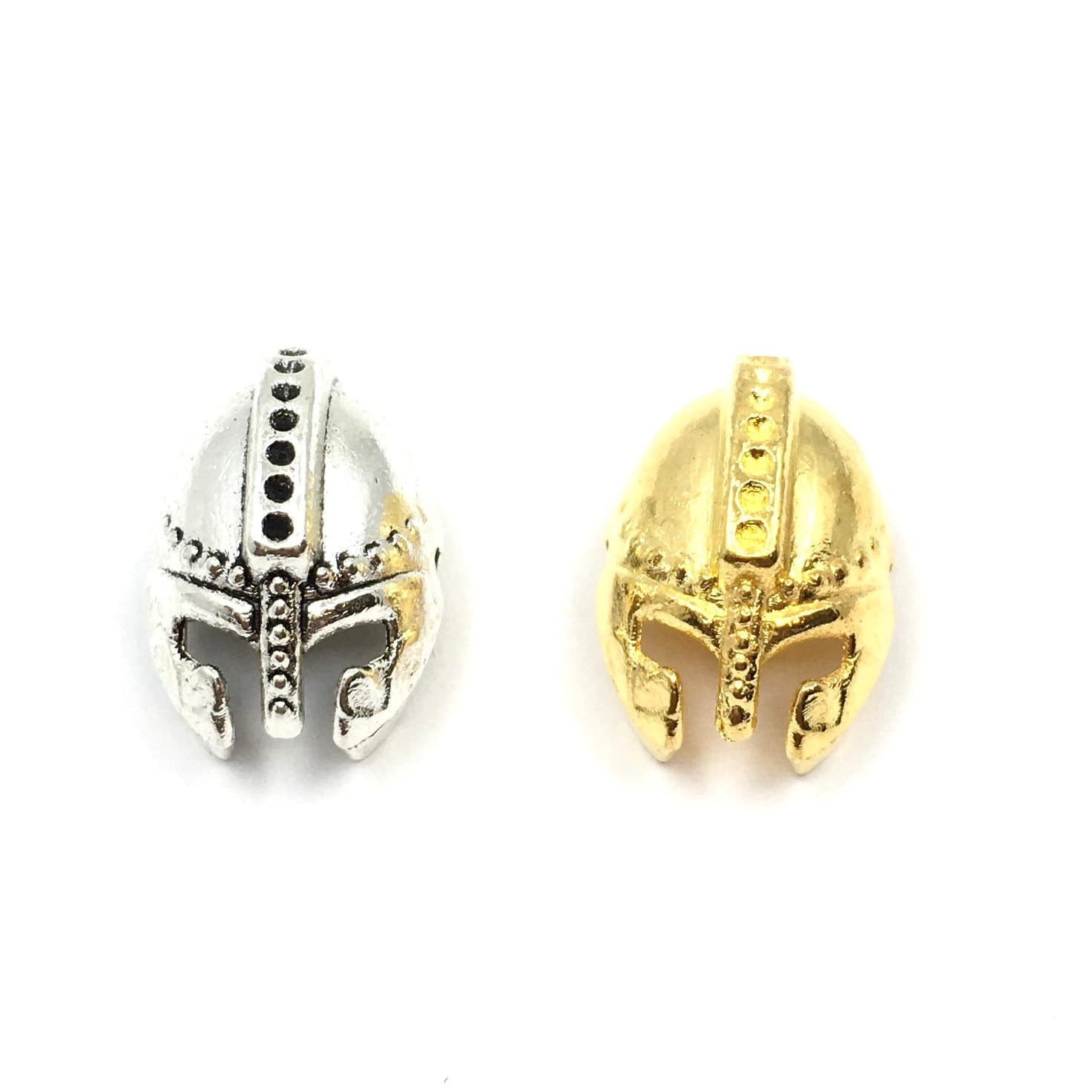 Alloy Gold and Rhodium Warrior Head Bead, Pack of 3, Warrior Head Bead, Jewelry Findings, Pendant Findings, Earring Findings