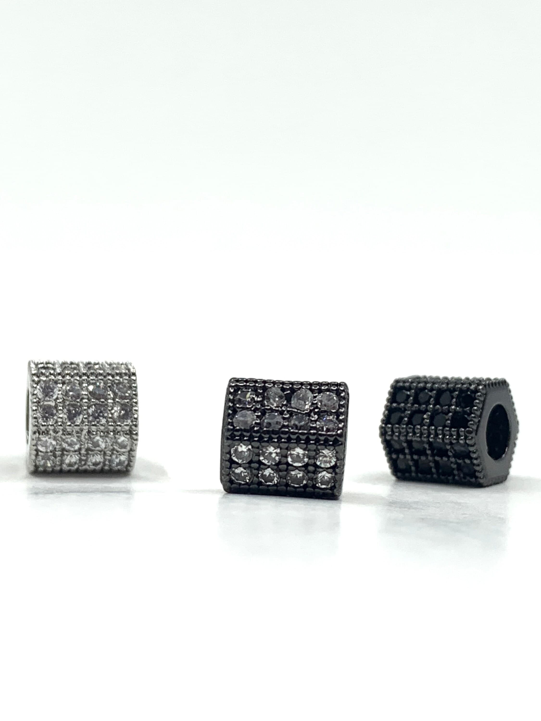 Bracelet Connector Spacer Beads, Gunmetal Beads, Silver Tube beads, Cubic Zirconia Beads, CZ Pave Beads, Bellaire Wholesale, Bulk Buy Beads - image 3