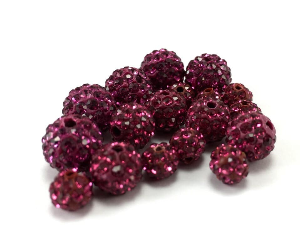 6mm Fuchsia Pink Rhinestone Bead, 6mm Disco bead, Fuchsia Pink bead, Fuchsia Pink beads, Small crystal bead, Canadian Supplier, Wholesale