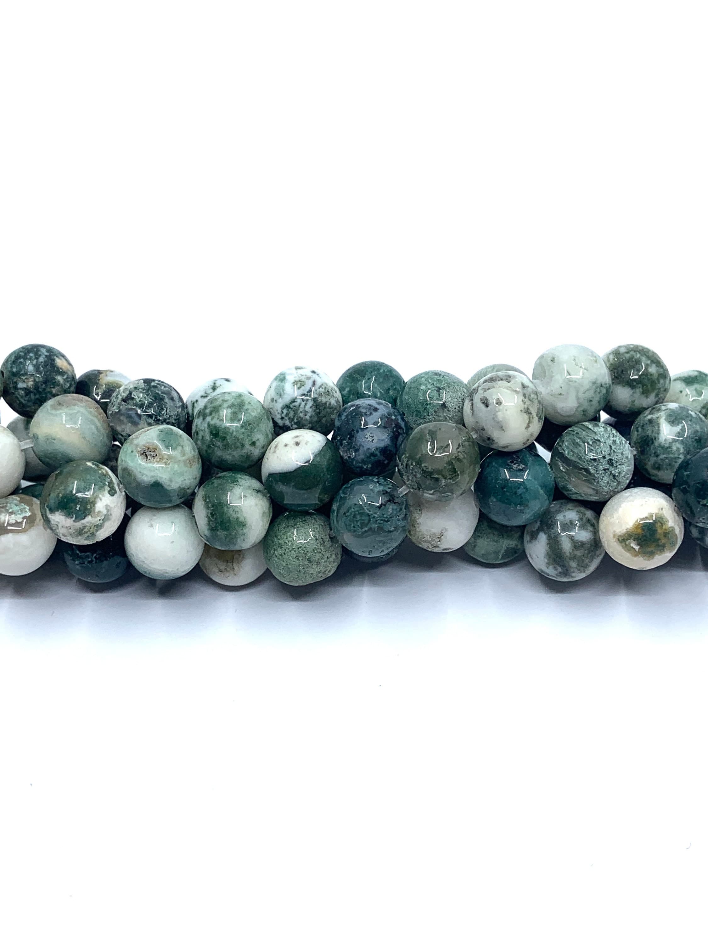 Tree Agate Bead, Drilled Gemstone beads, Green Natural Stone bead, 4mm, 6mm, 8mm, 10mm, Canadian Supplier, Bulk Buy, Round bead, Mala Stones - image 4
