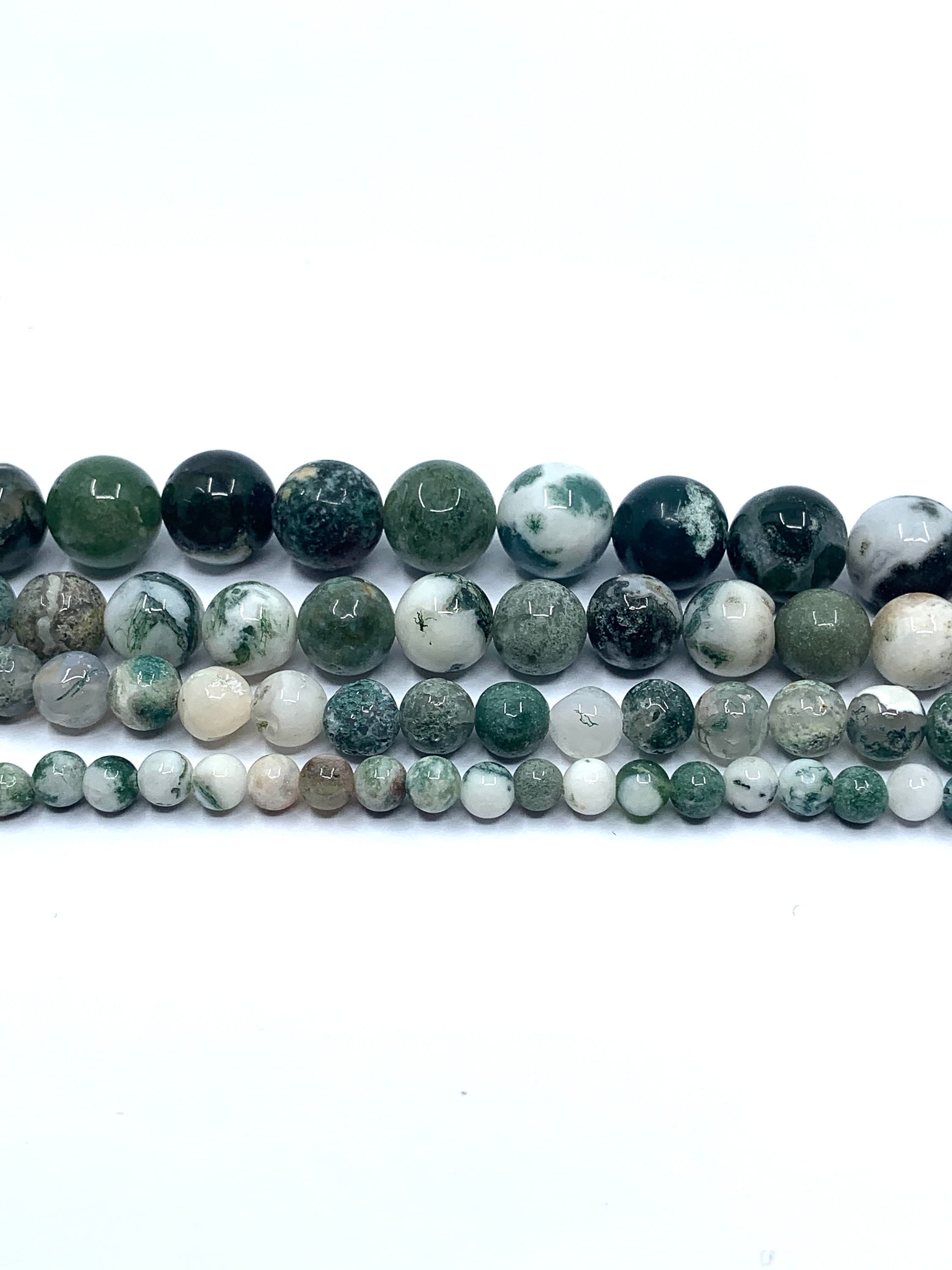 Tree Agate Bead, Drilled Gemstone beads, Green Natural Stone bead, 4mm, 6mm, 8mm, 10mm, Canadian Supplier, Bulk Buy, Round bead, Mala Stones - image 5