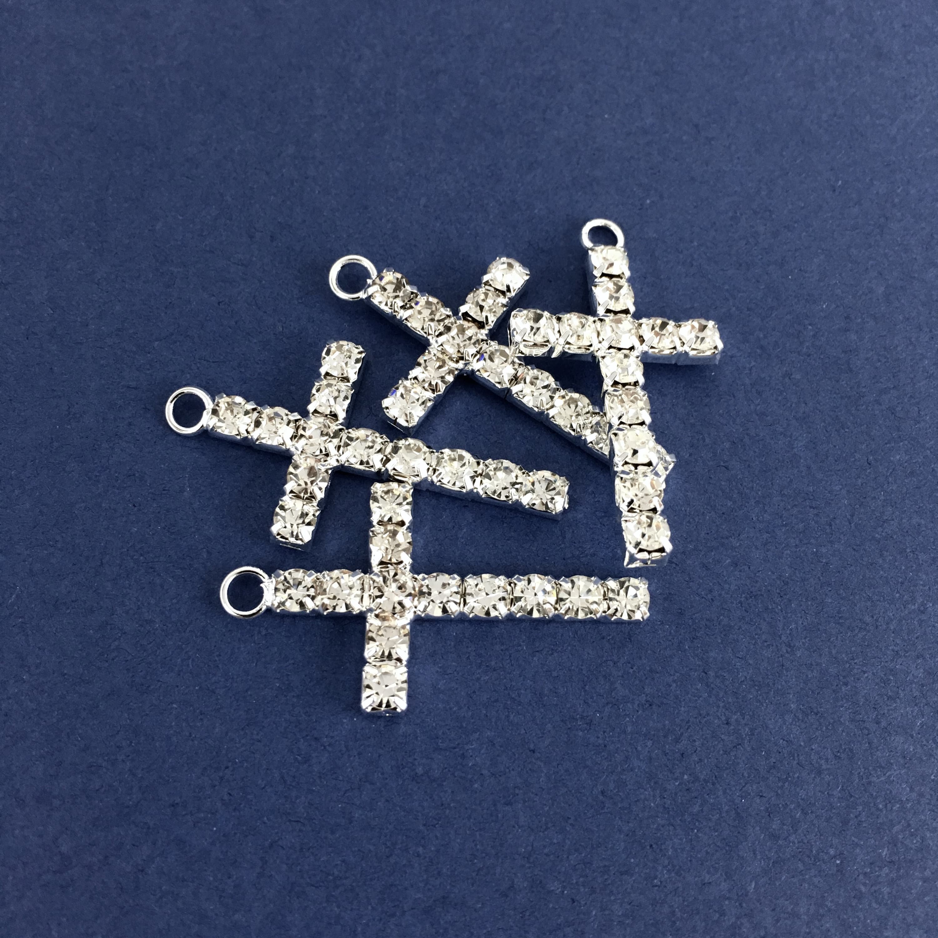 Rhinestone Cross, One Row Rhinestone Silver Cross, Cross Charm Pendant, Crystal Cross, Sideway Cross Charm, Cross Bead, Canadian Supplier - image 4