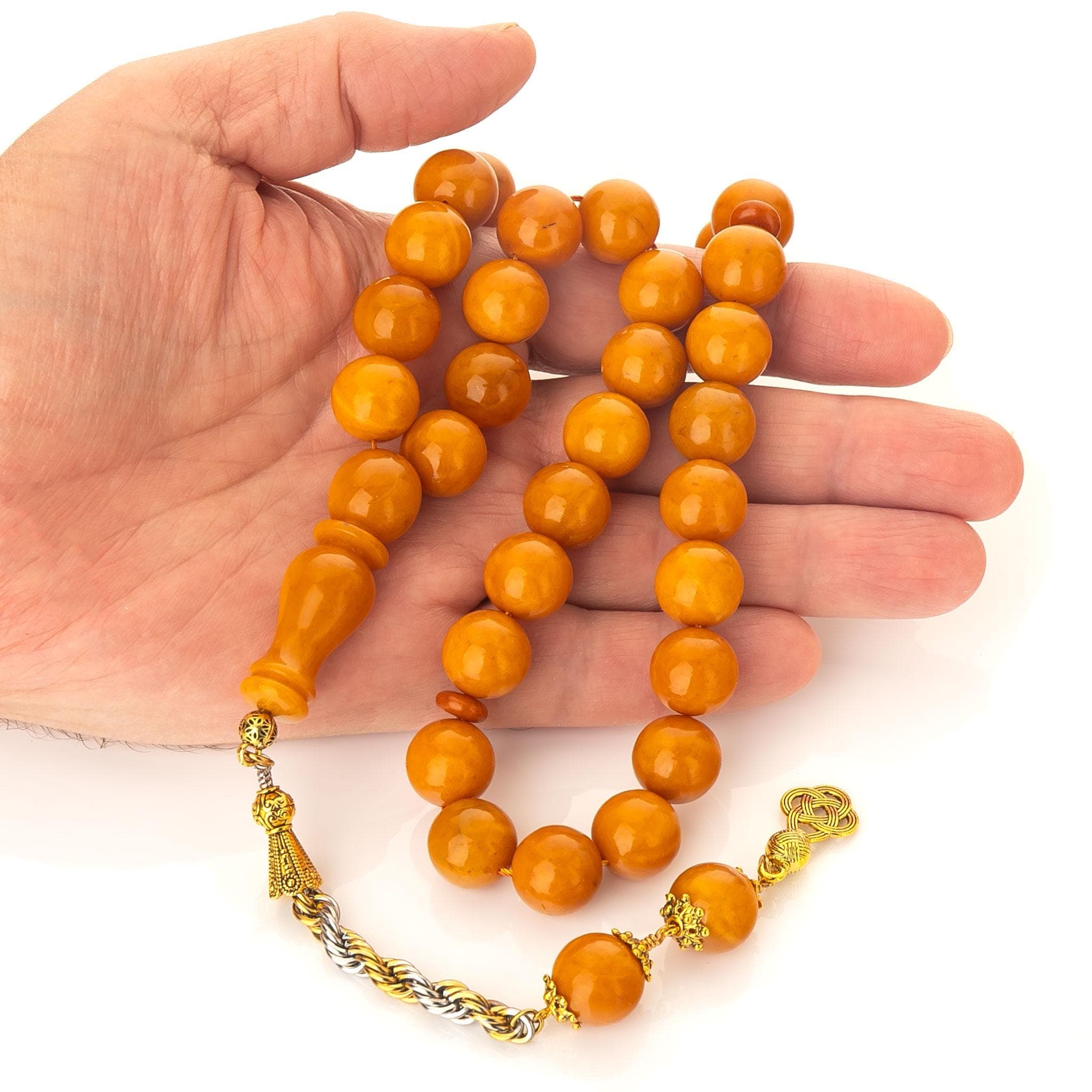 Amber Misbaha – Handcrafted Islamic Prayer 33 Beads 67g, Brend Old Germany Amber