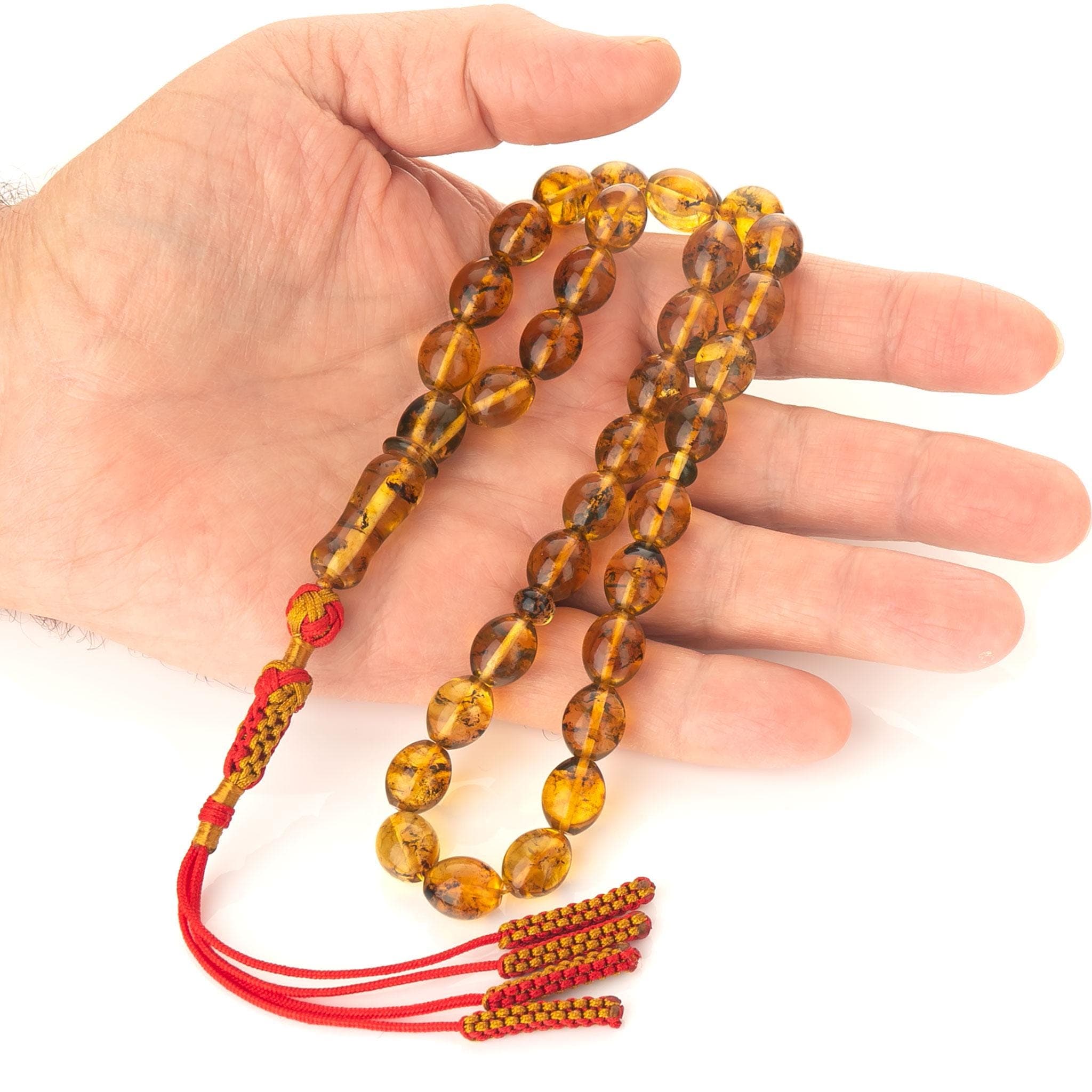 Light Green Baltic Amber Tasbih 33 Beads, Islamic Prayer Beads, Handmade Misbaha Gift - image 4
