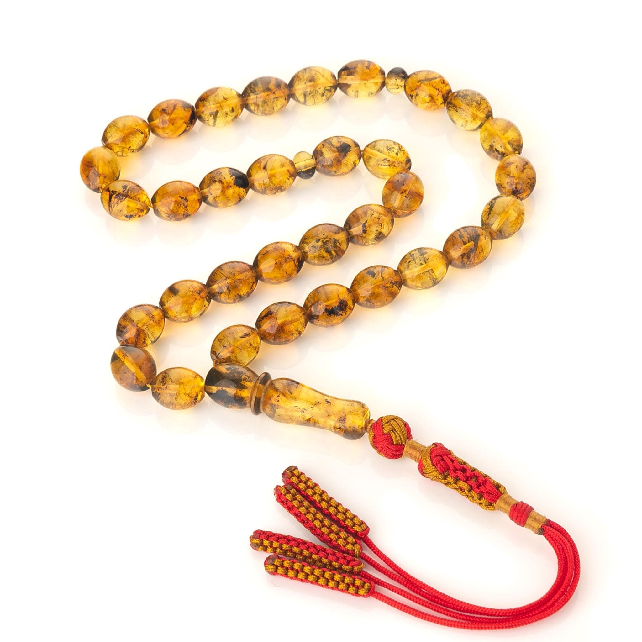 Light Green Baltic Amber Tasbih 33 Beads, Islamic Prayer Beads, Handmade Misbaha Gift