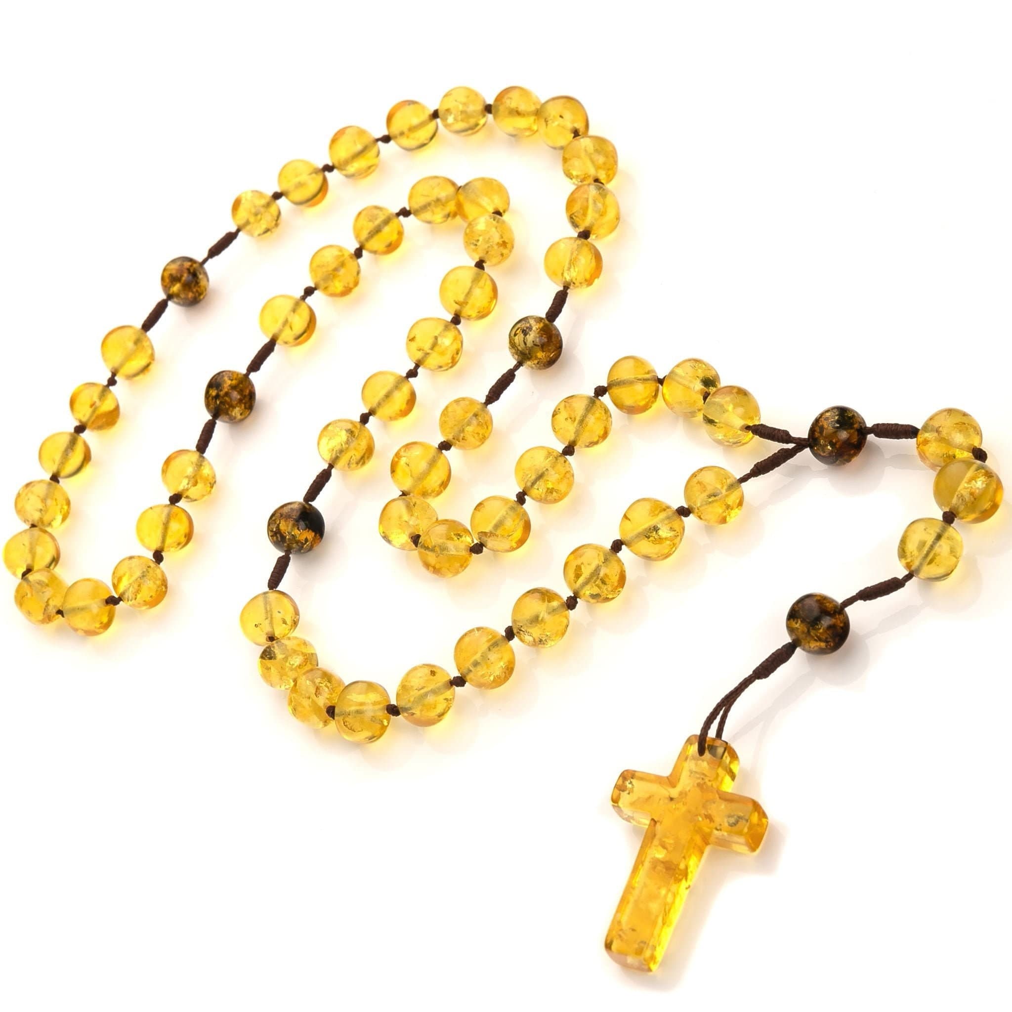 Handmade Lemon Amber Catholic Rosary: Baltic Amber Prayer Beads