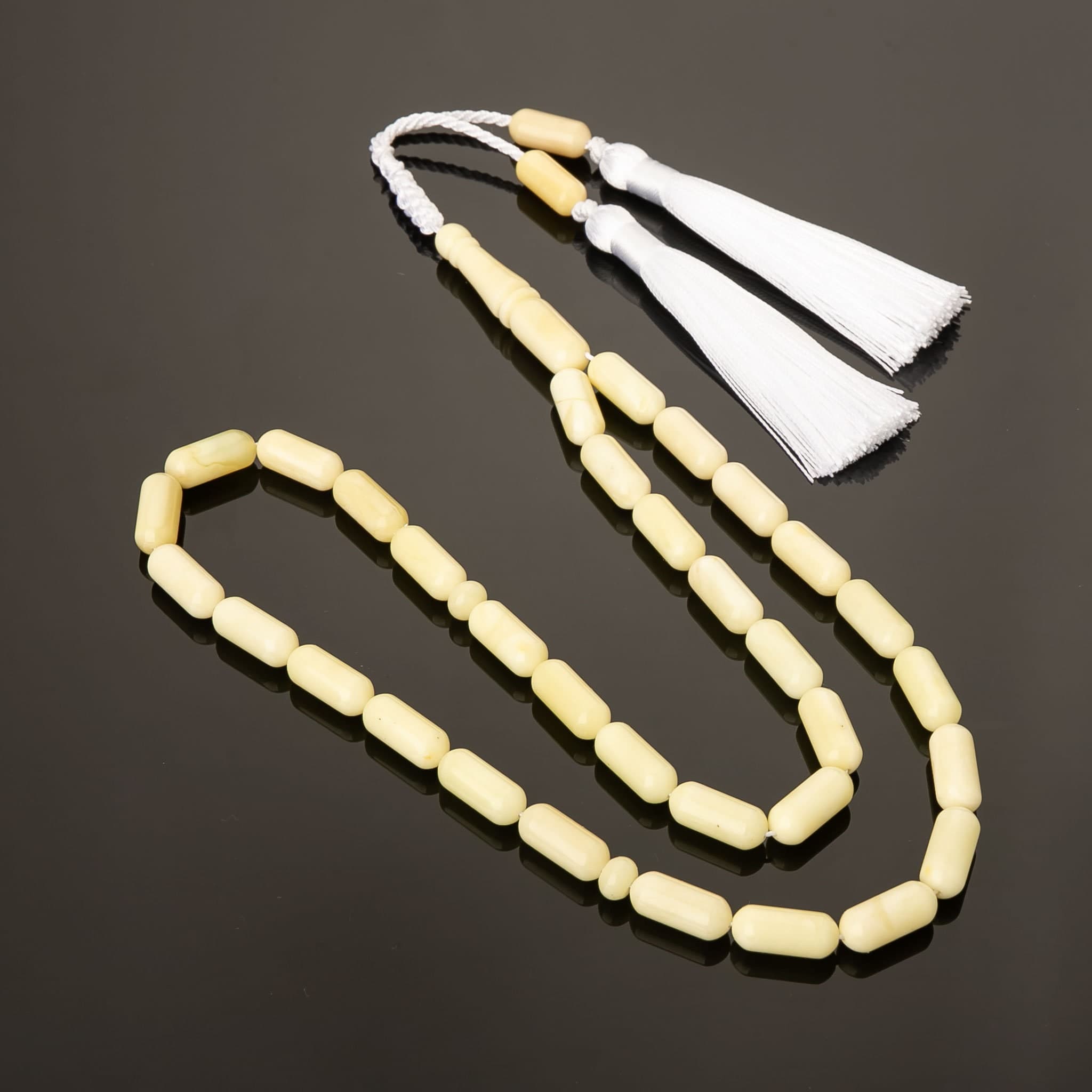 White Amber Tasbih: Genuine Islamic Prayer Beads Rosary - image 2
