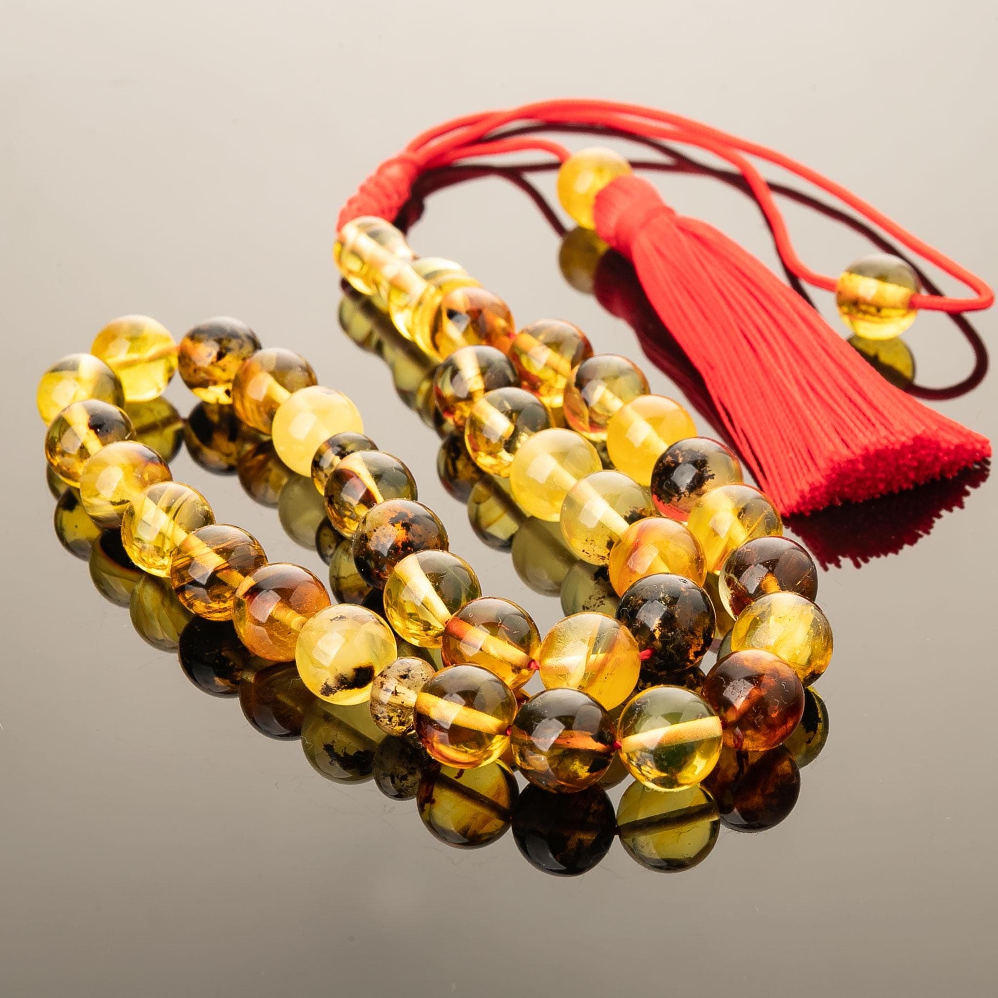 Handmade Genuine Baltic Amber Tasbih with Red Tassel – 33 Islamic Prayer Beads - image 4