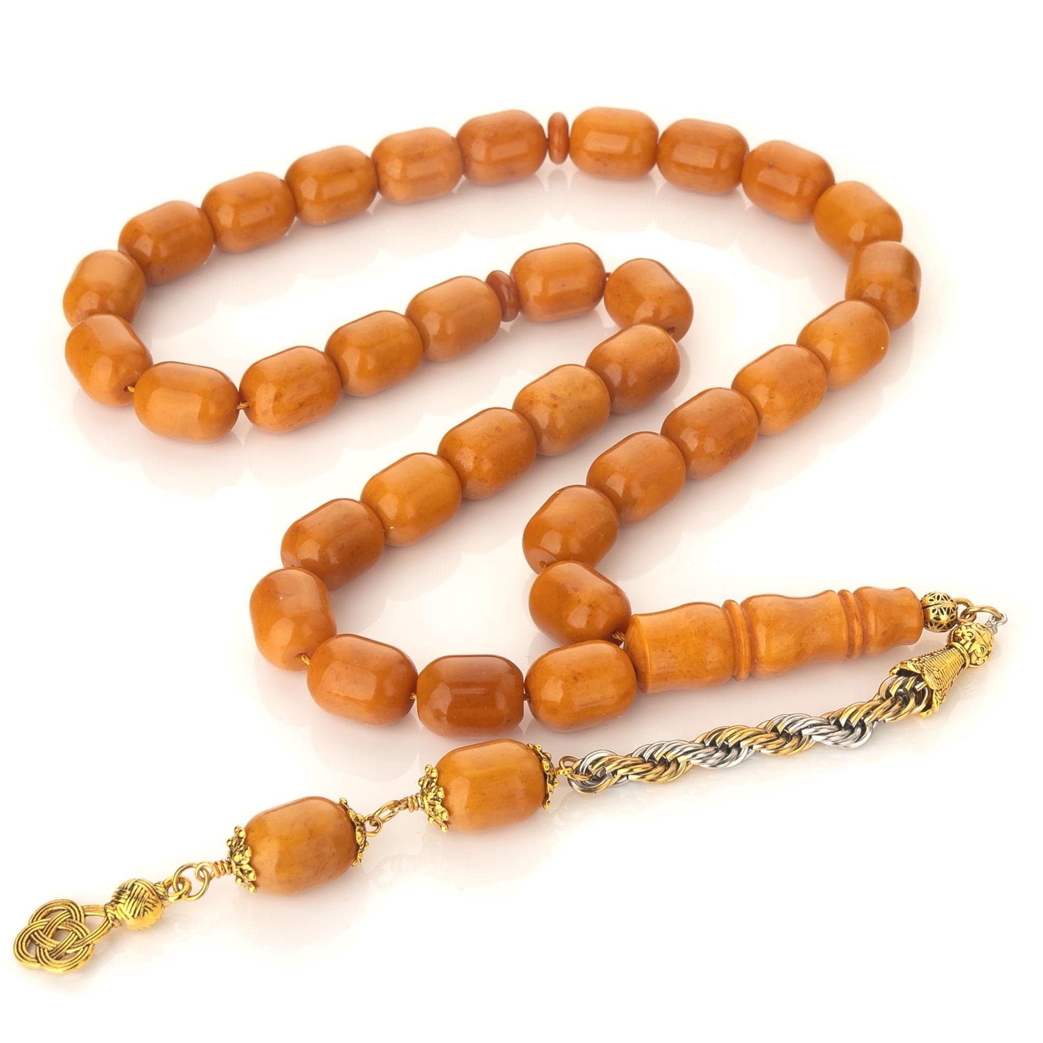 Old German Style Amber Misbaha – 33 Islamic Prayer Beads, 65g | Collectible Amber Rosary