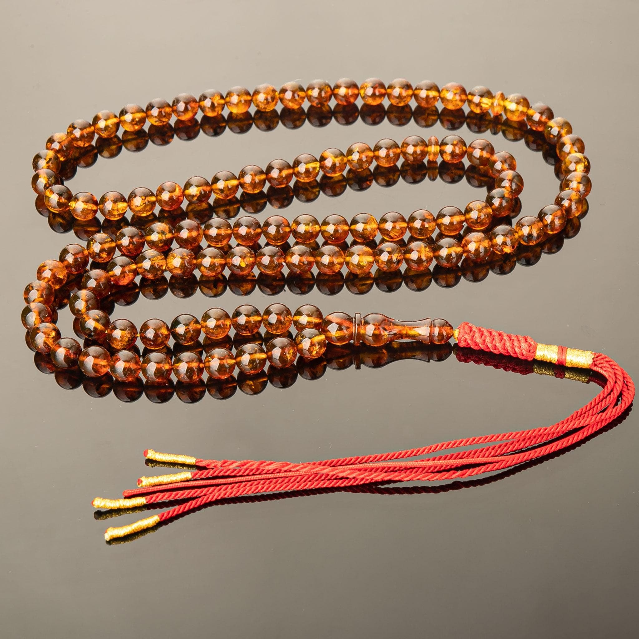 Handcrafted Baltic Amber Misbaha 99 Beads, Islamic Prayer Beads for Dhikr and Meditation